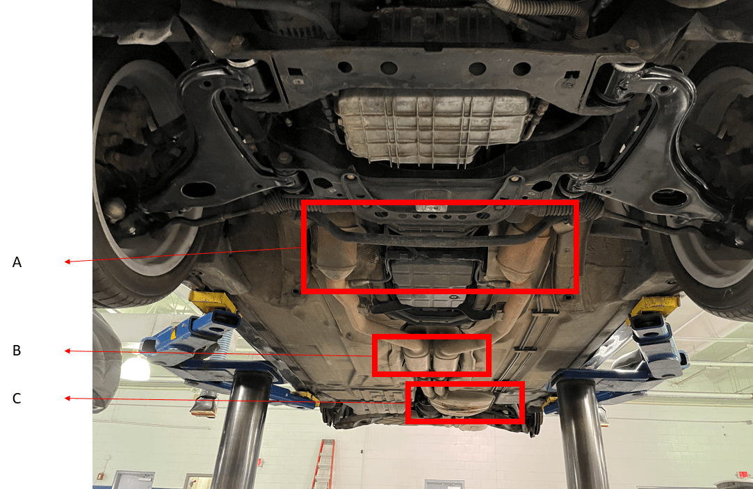 Help identifying exhaust system components in this image? 1999 E55 AMG