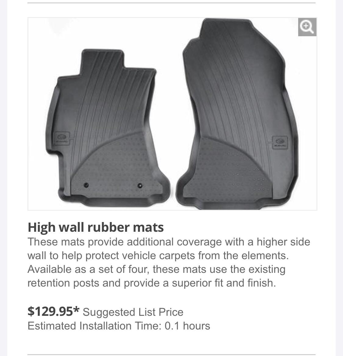 How do the Subaru OE high wall rubber mats compare to Weather Tech? r