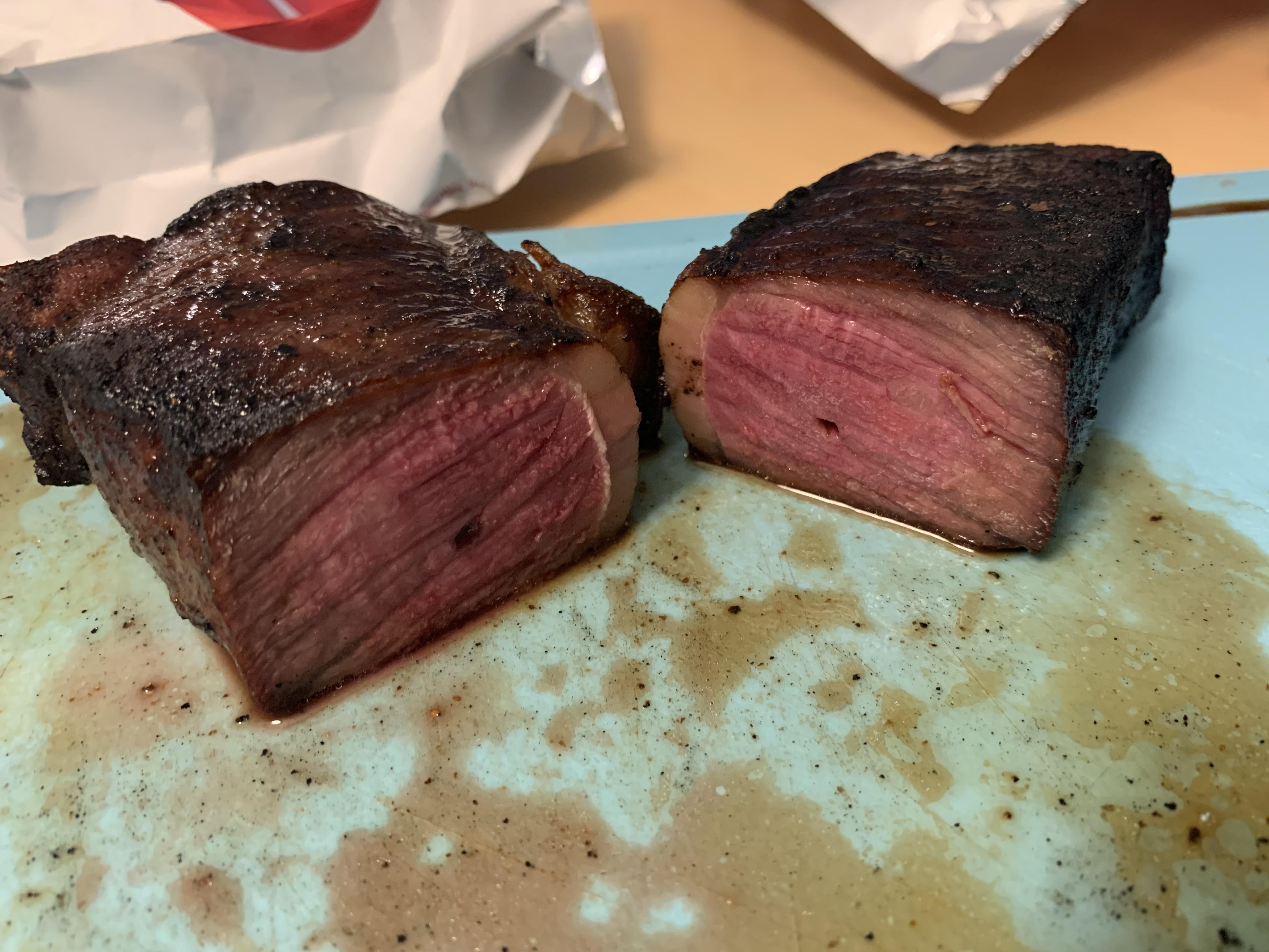 New York strip I grilled with lump charcoal r/steak