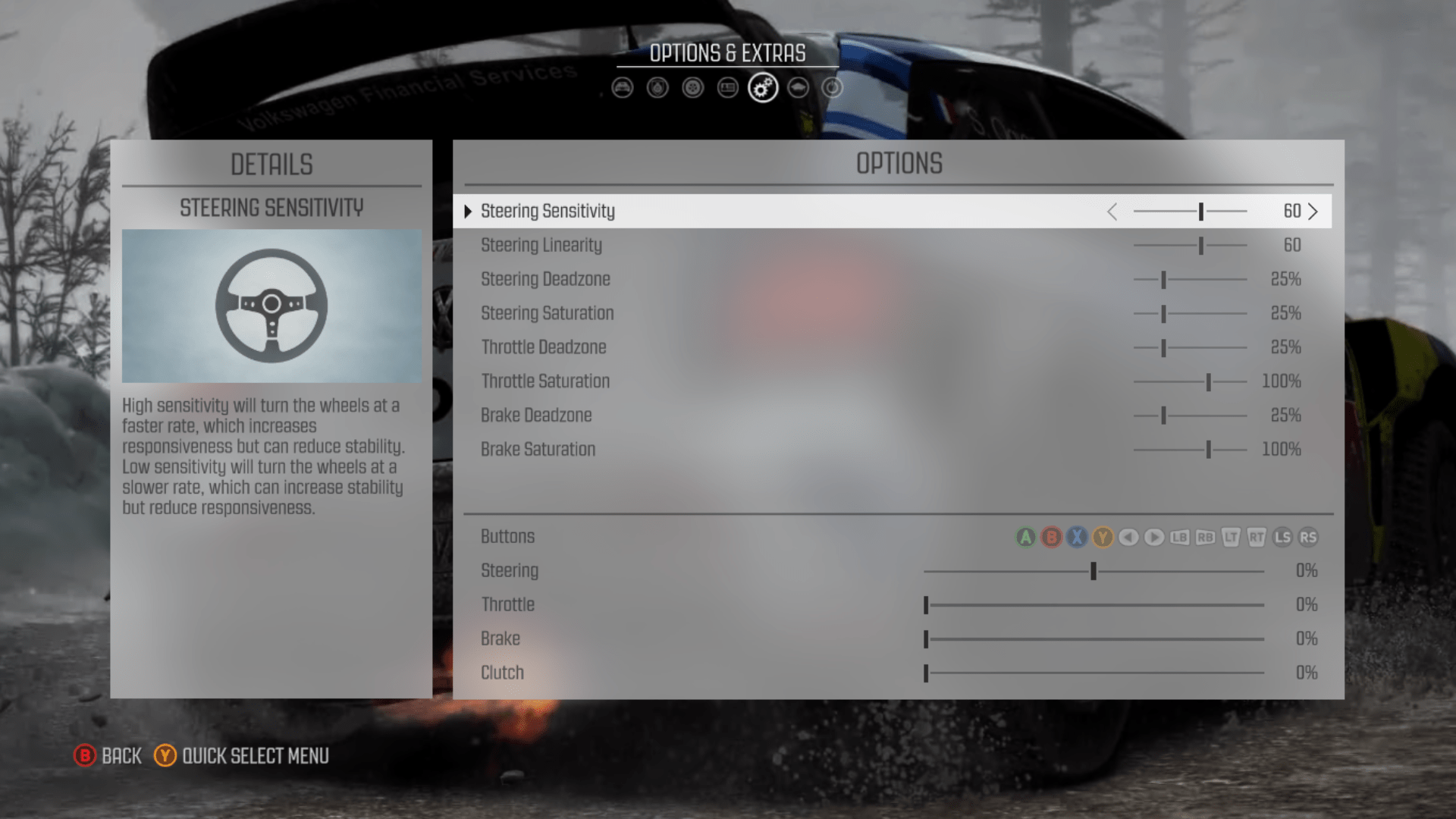 What are the best steering, throttle & brake settings for Dirt Rally