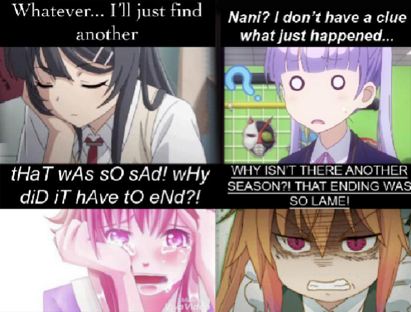 (Bottom two anime’s are The Future Diary and Miss Kobayashi’s Dragon