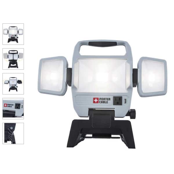 [Costco Wholesale] Porter Cable Triple Head Folding 50W 5,000 Lumens
