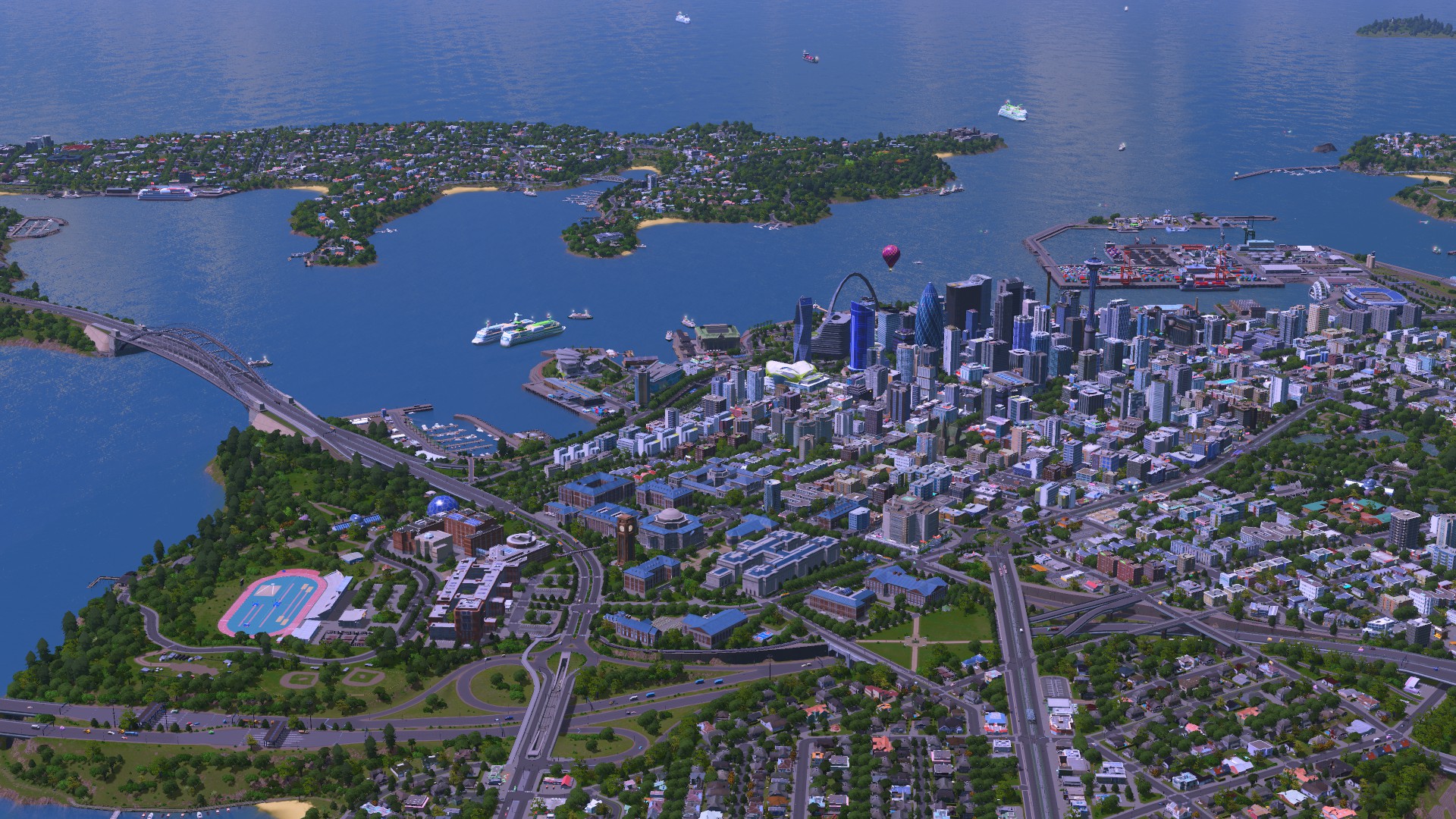 Downtown Newport with the South Shore Headlands in the back. r