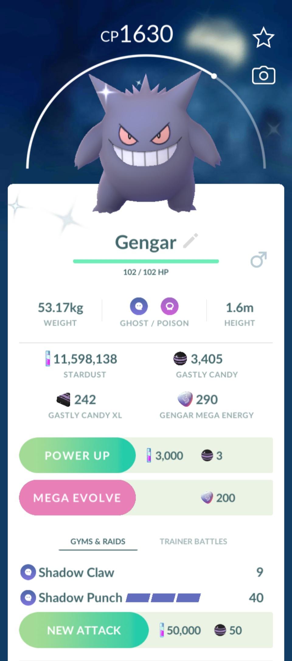 Shiny Gengar + Shadow Punch from a Daily Incense! r/pokemongo