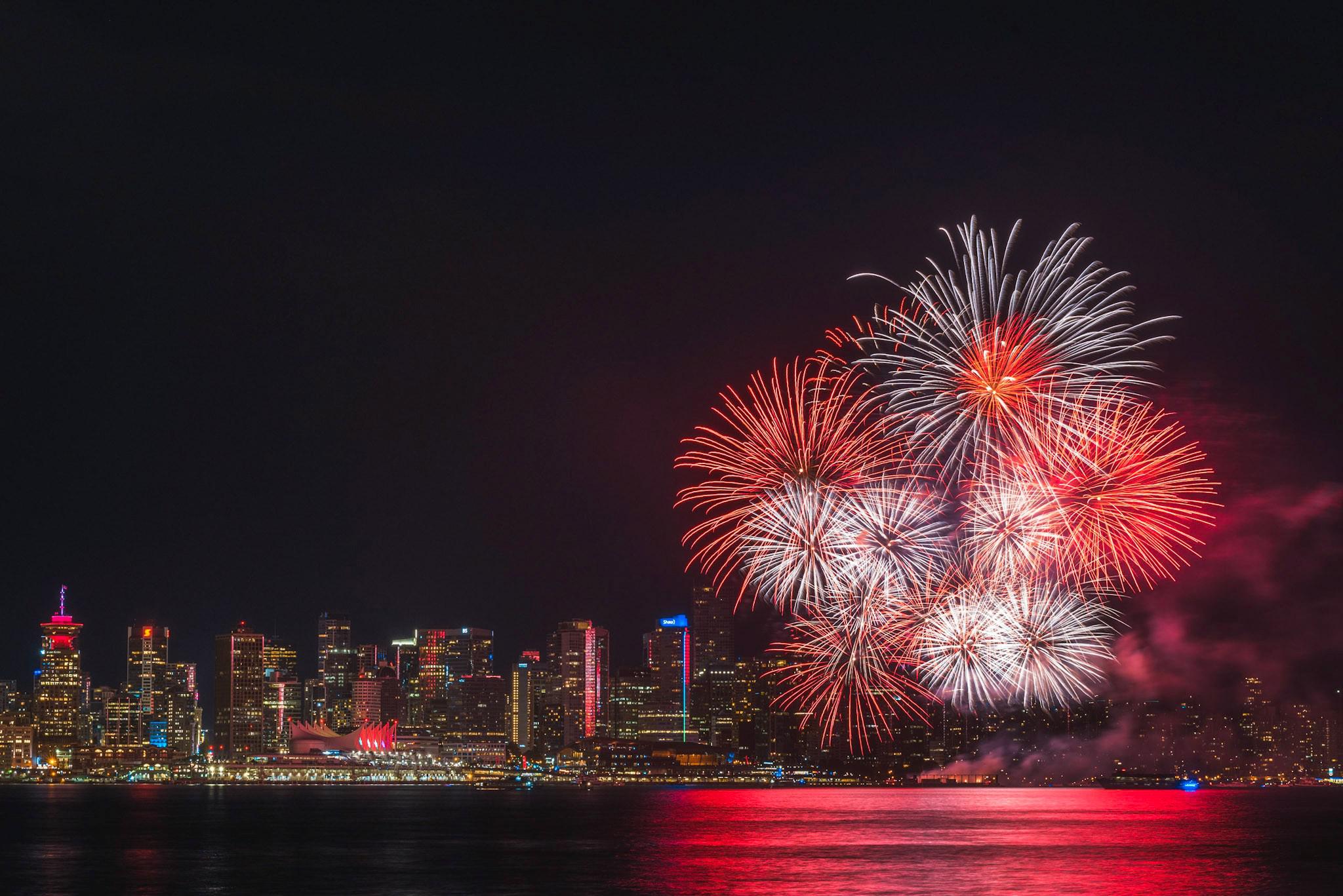 Canada day fireworks at Lonsdale quey in Vancouver r/postprocessing