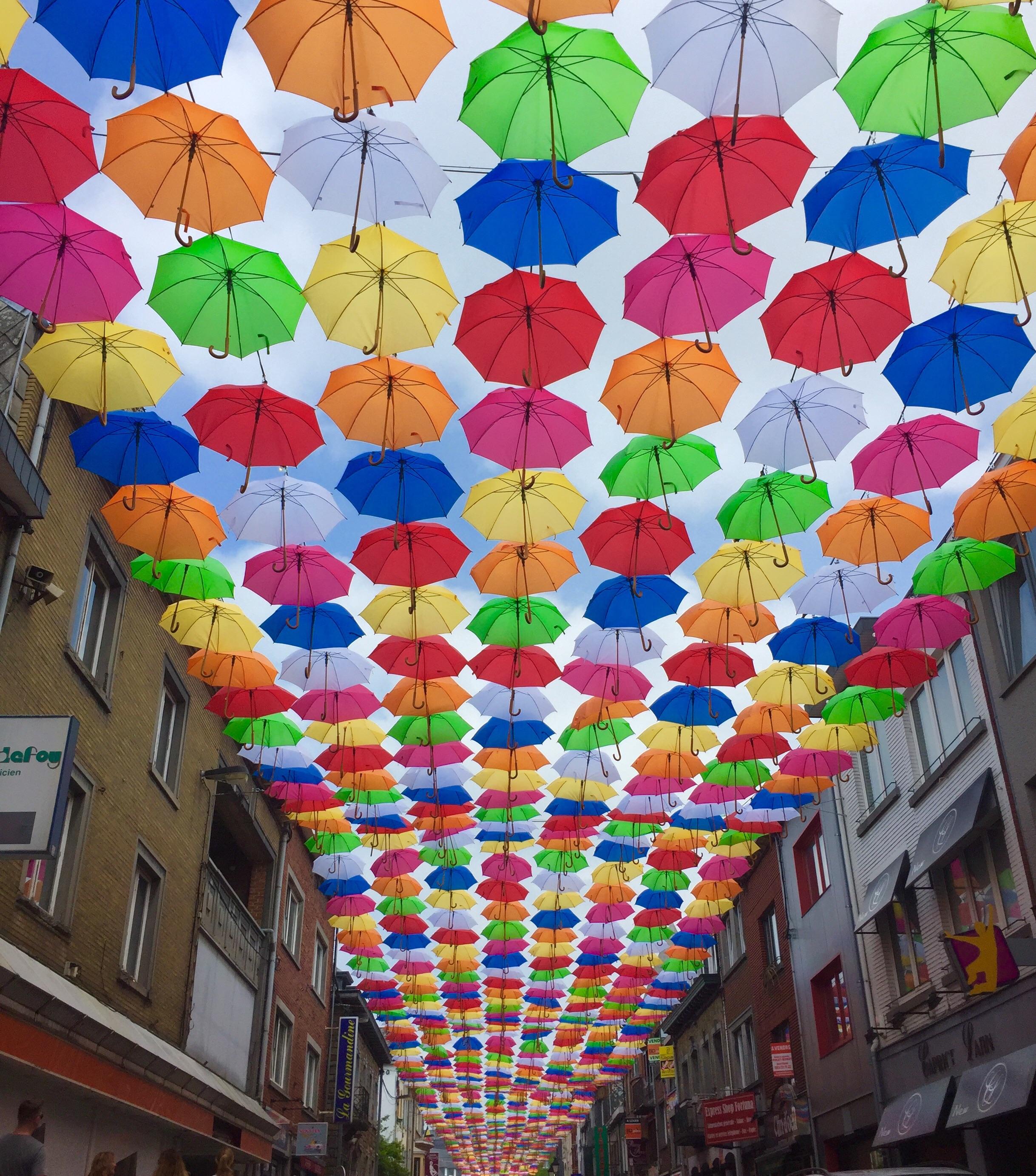 These umbrellas above a street in Bastogne, Belgium. r/oddlysatisfying