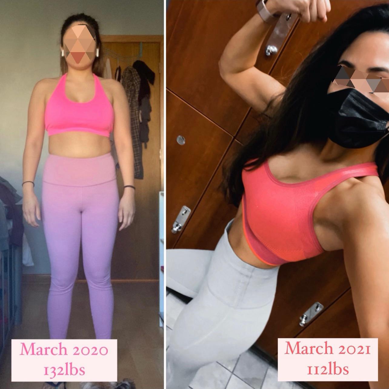 F/31/5’3” [132lbs > 112lbs = -20lbs] One year pandemic transformation
