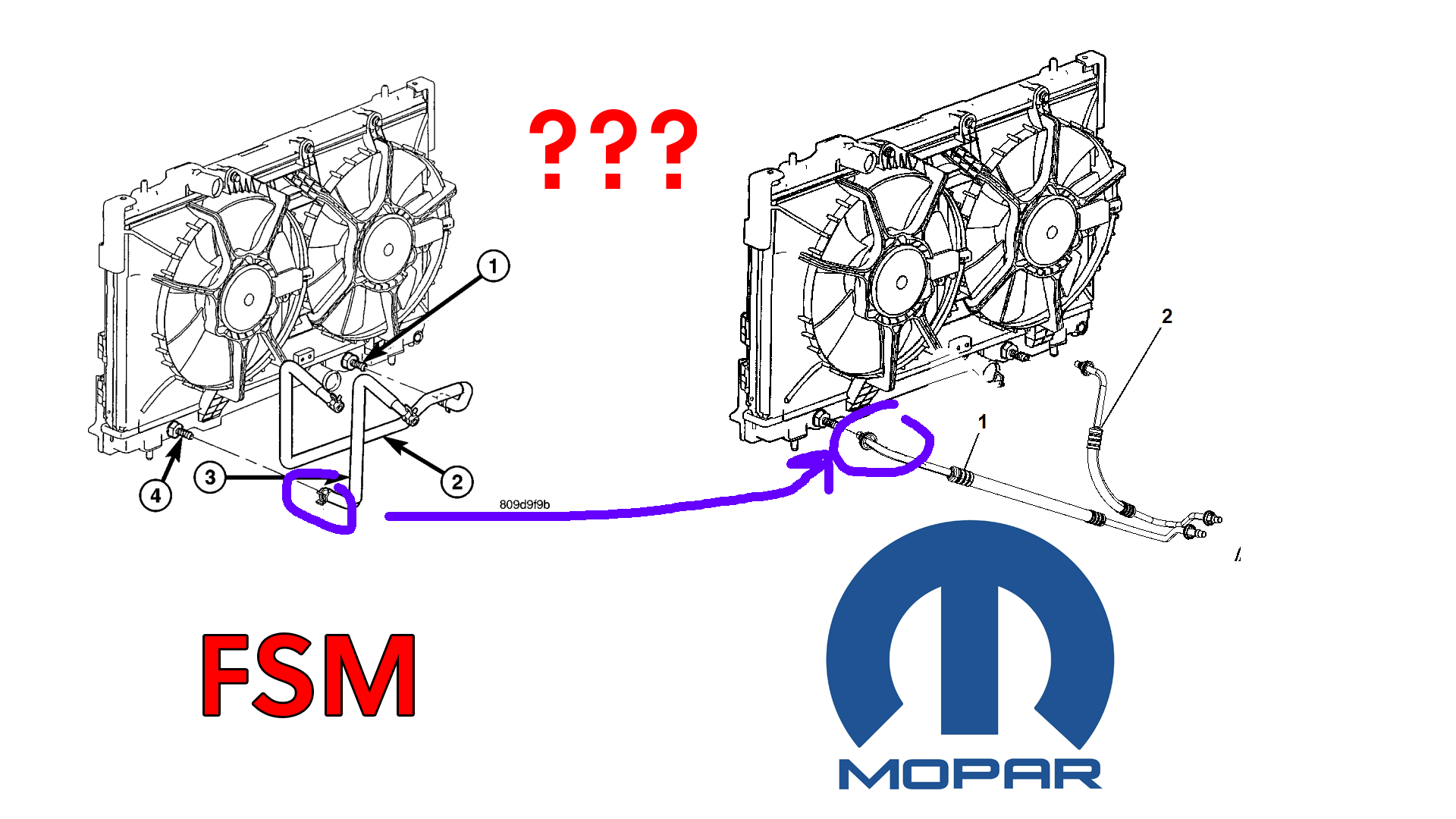 2005 Dodge Neon SXT. FSM+Vids show different trans line than Mopar sites. What is actual part