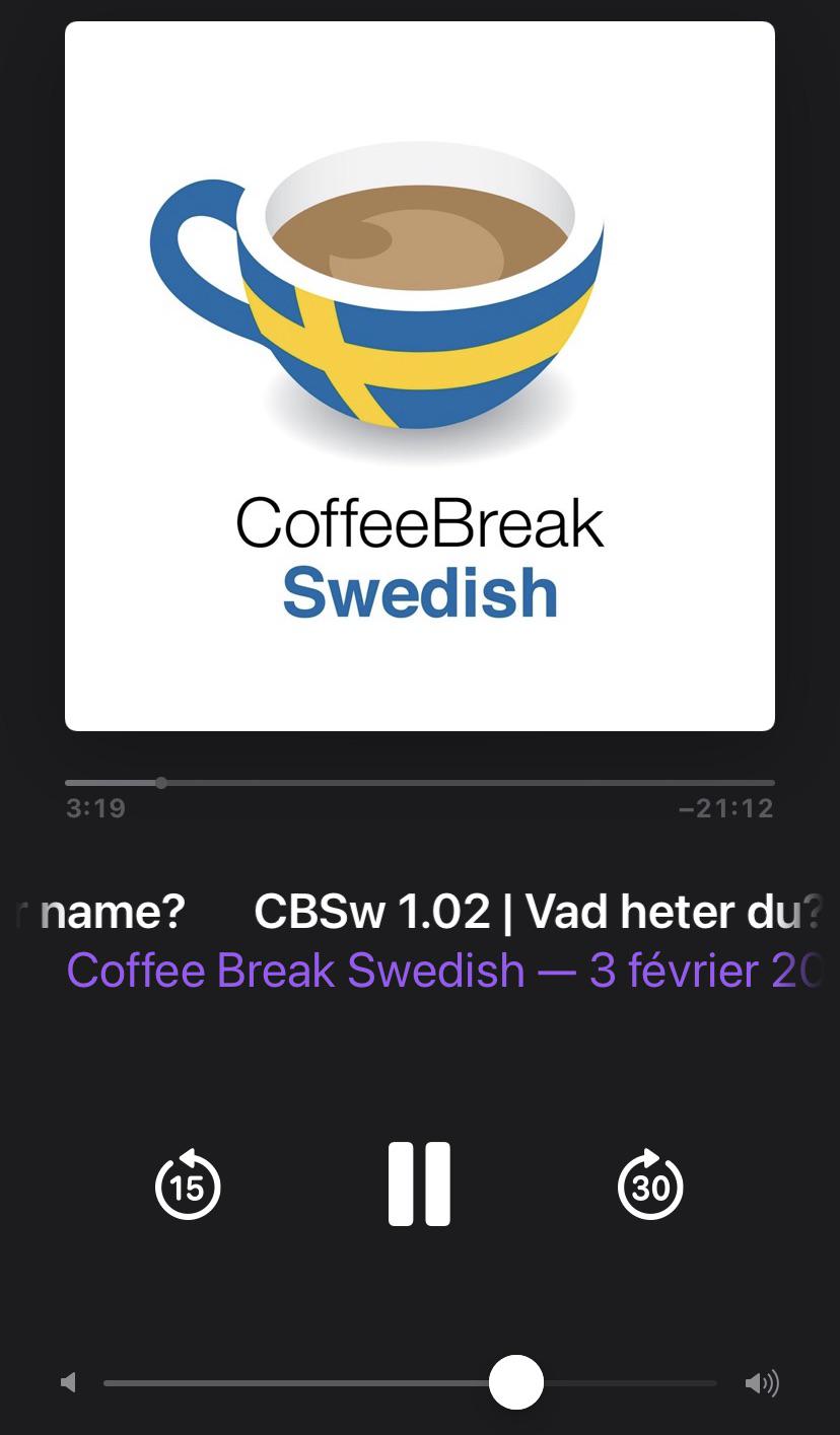 I’m quite enjoying Coffee break Swedish along with my classes. I’ve