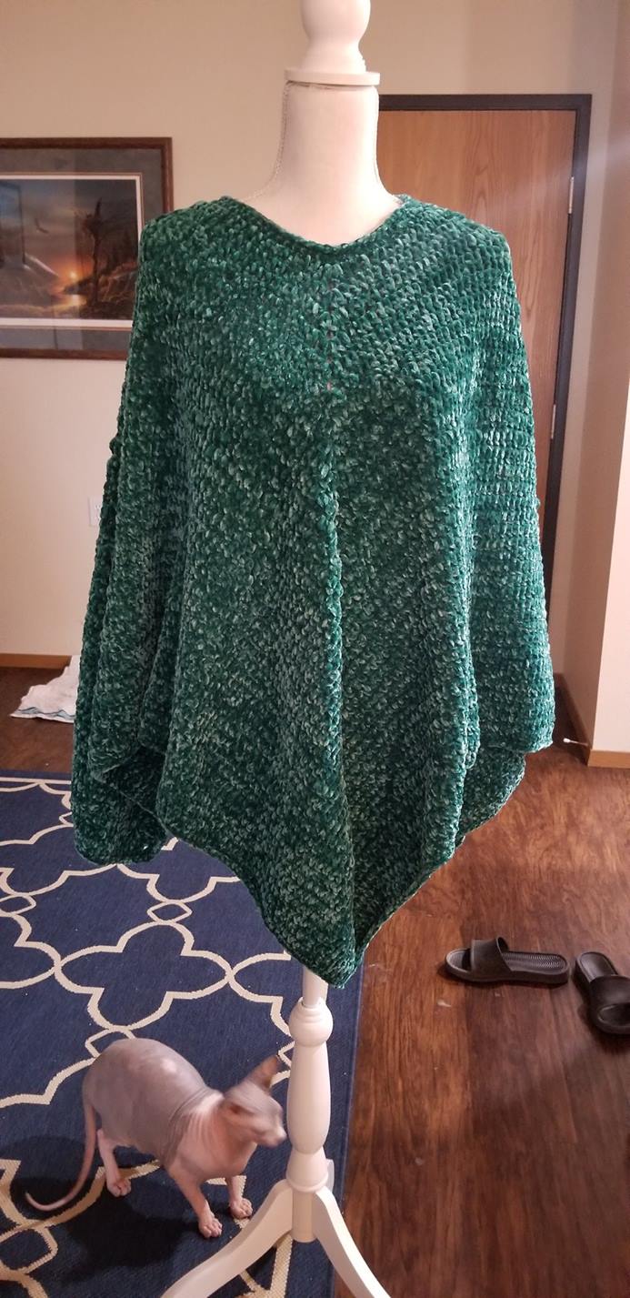 Velvet Poncho using over 1700 yards of the Bernat Velvet. Double