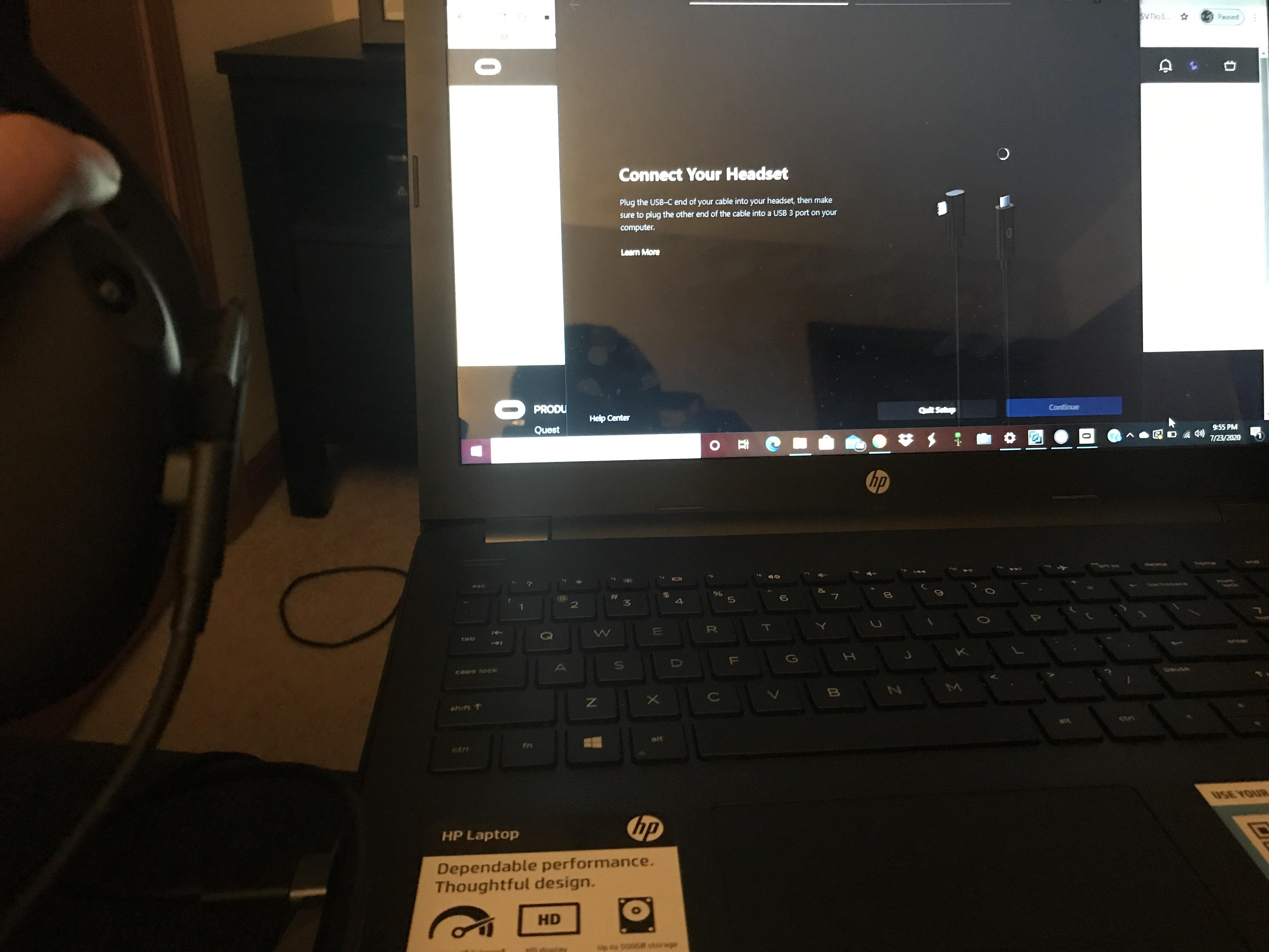 Please help, I’m trying to get the oculus app on my laptop hooked up to