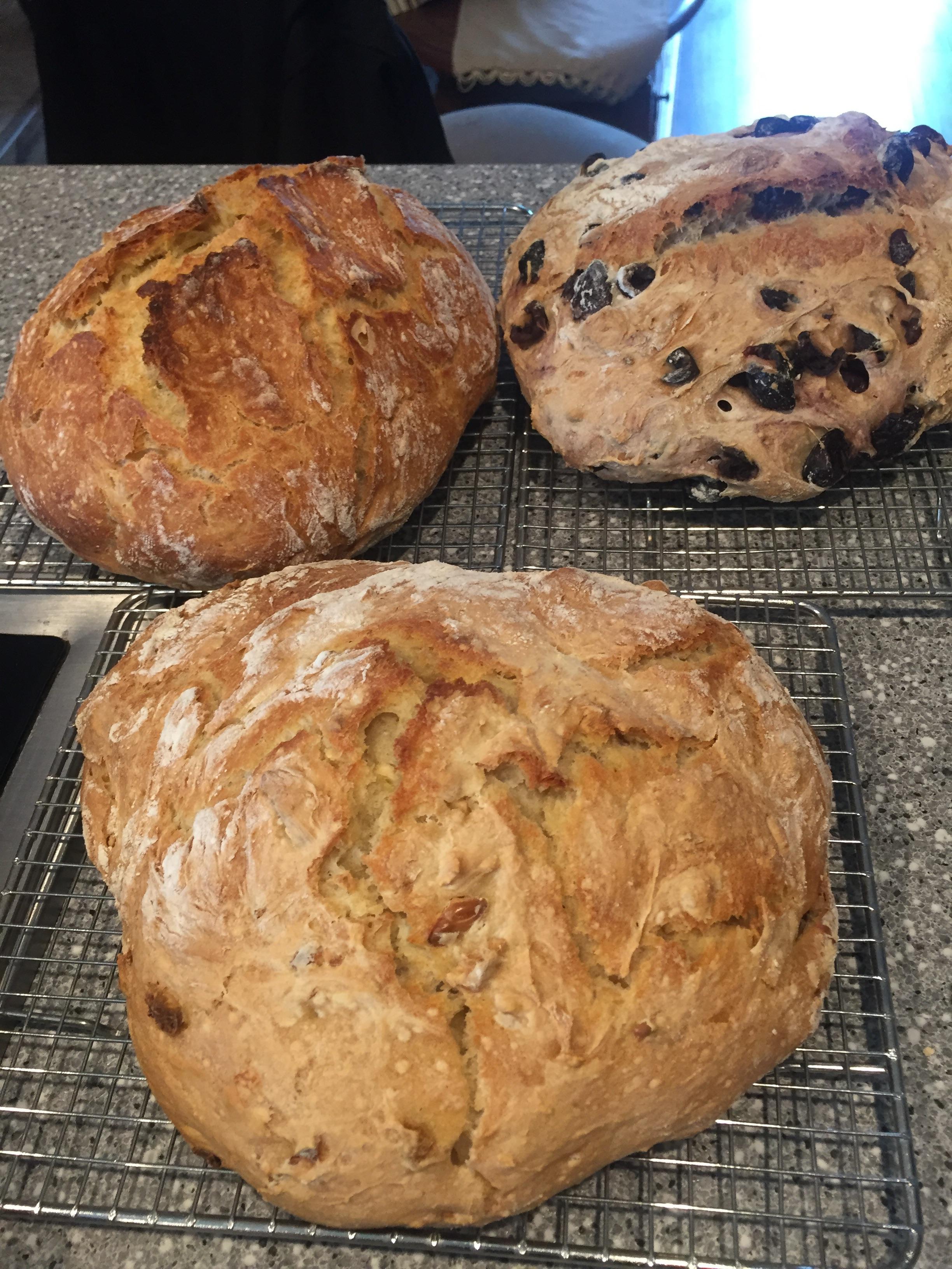 [Homemade] Noknead rustic bread roasted garlic, plain and Kalamata