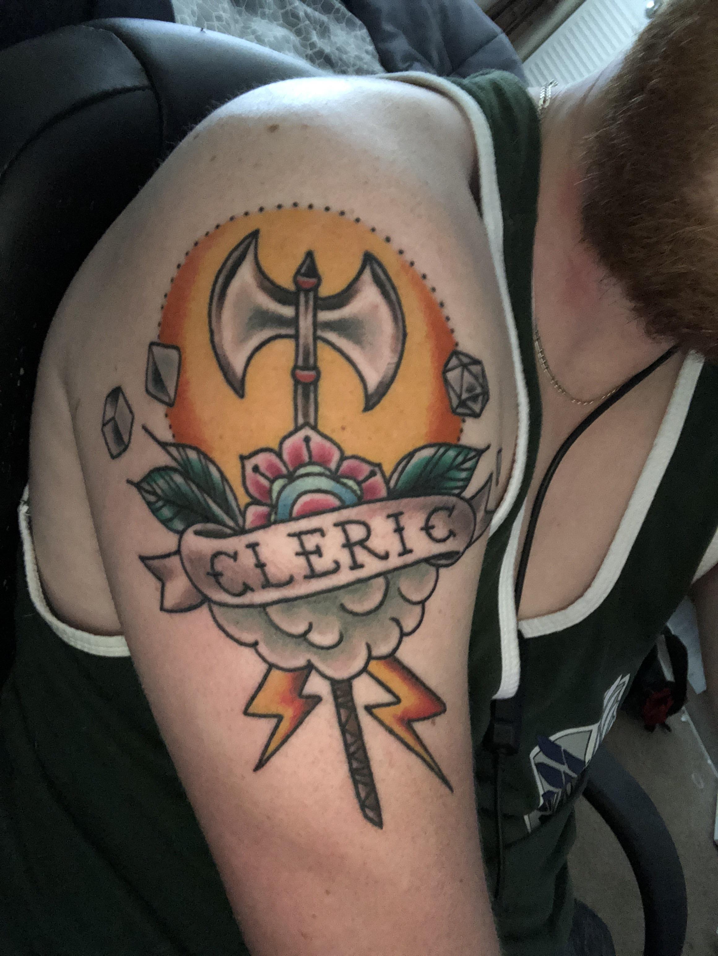 [OC] [Art] New tattoo inspired by my war domain cleric DnD