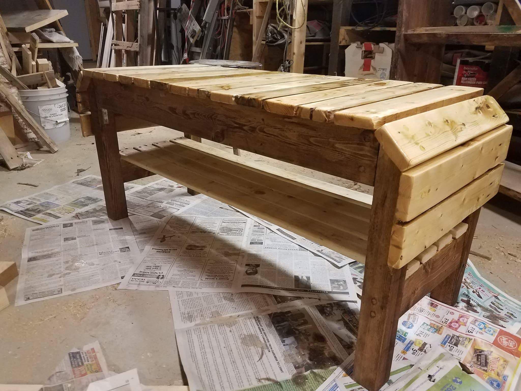 Pallet shoe rack bench I made a awhile ago. First real wood project