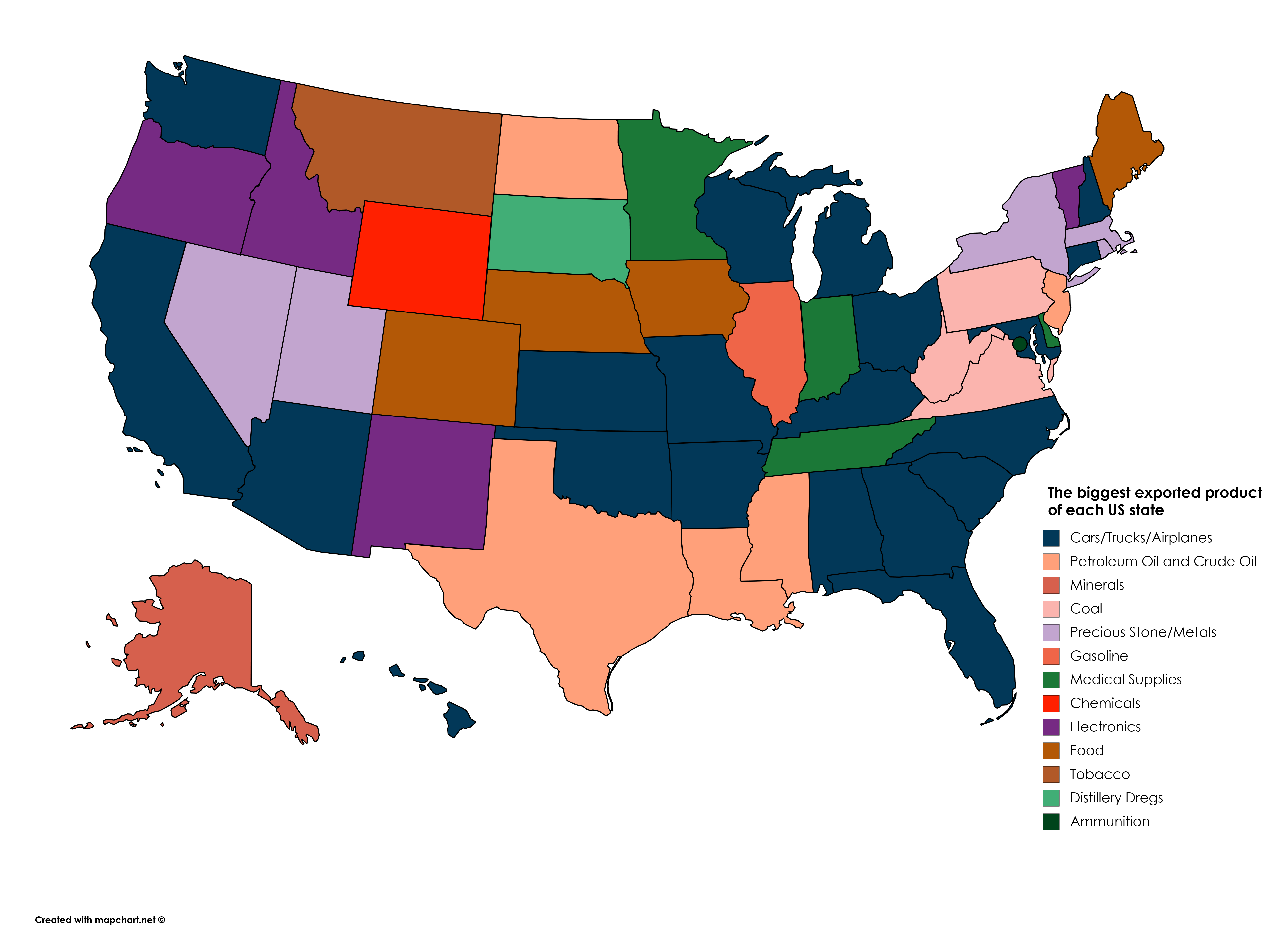 The biggest exported product of each US state r/MapPorn