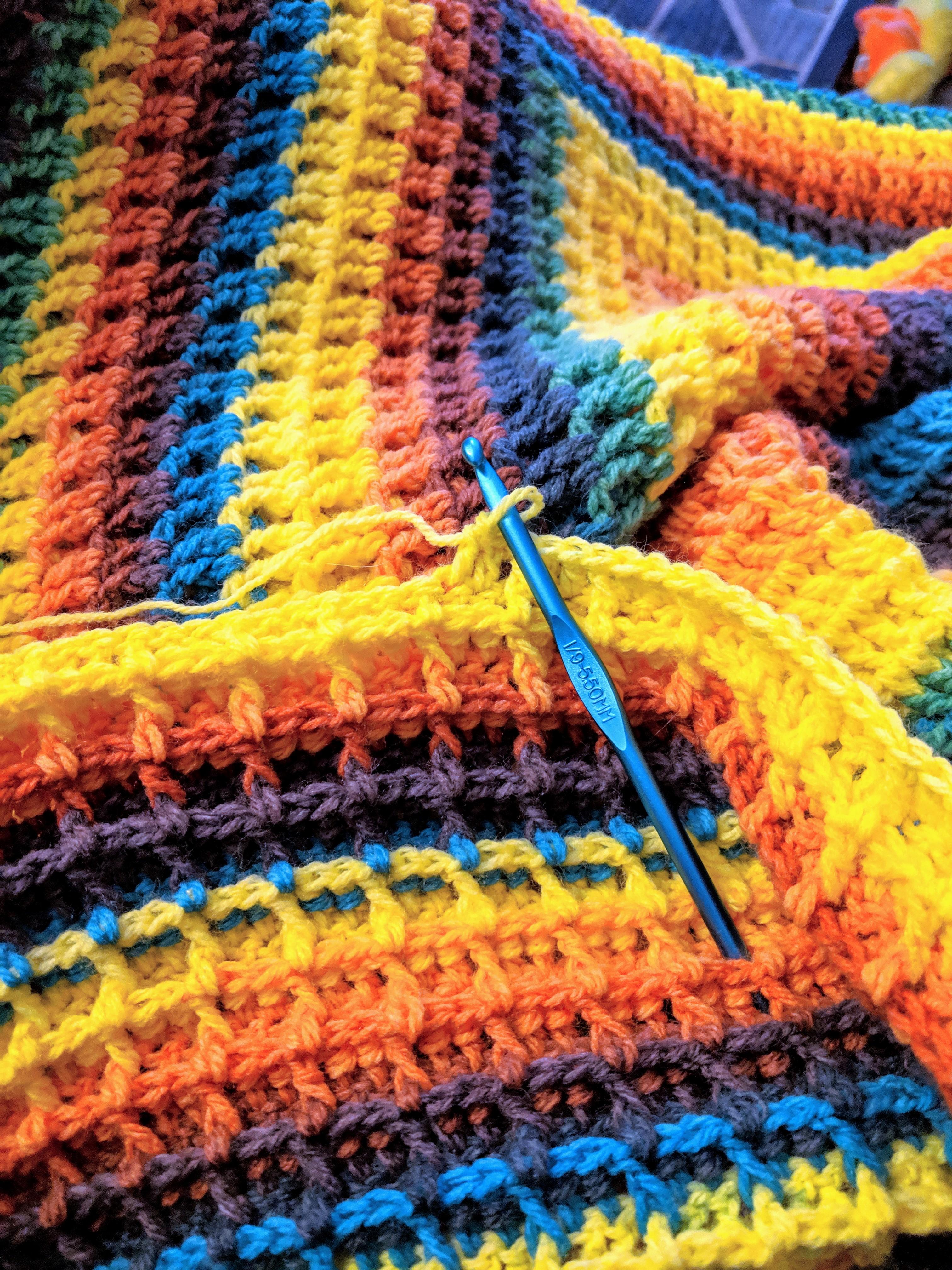 My current WIP, a raised waffle blanket r/crochet