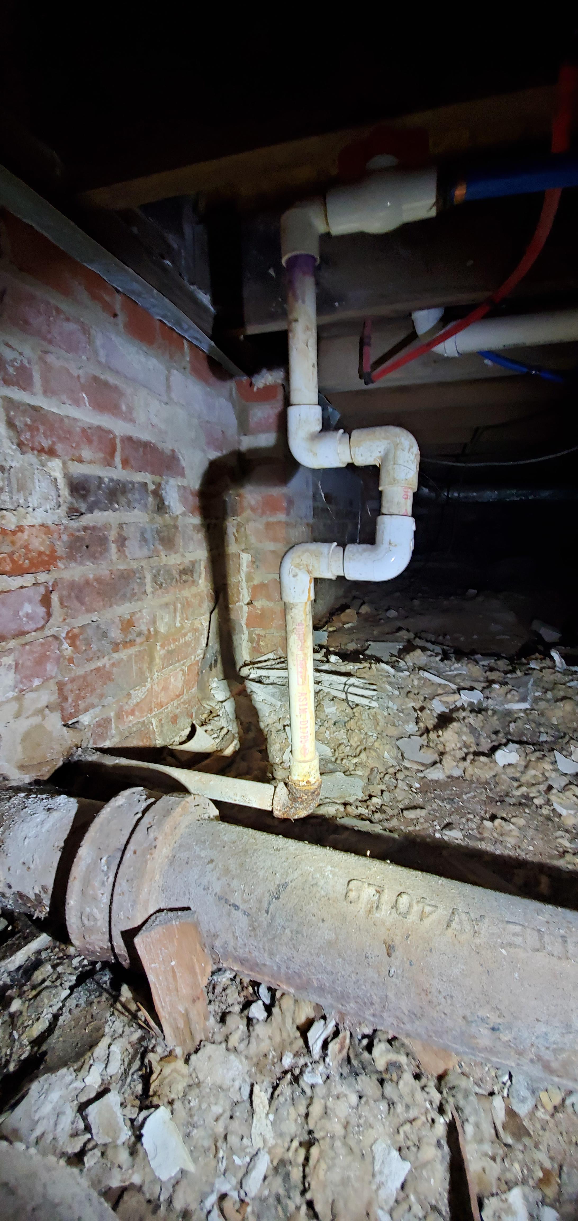 2 questions about plumbing under house. See the picture added, would