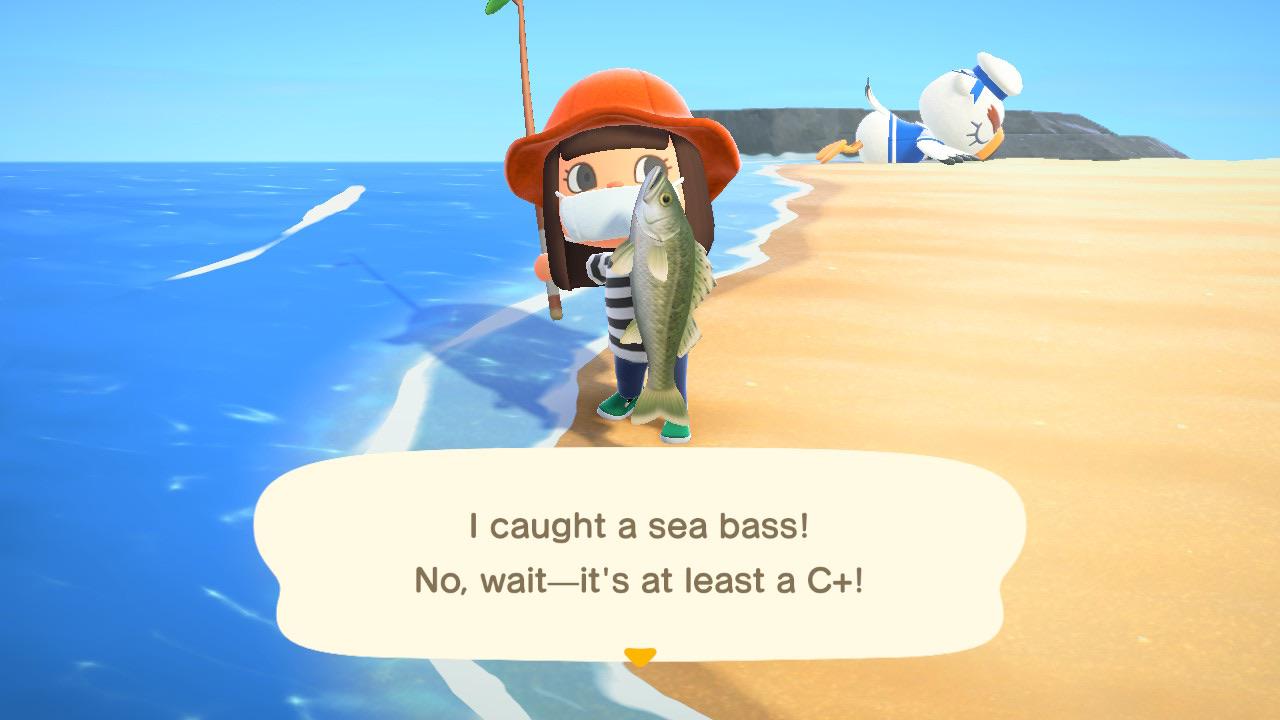 I started playing ACNH yesterday and today I got my first sea bass AND