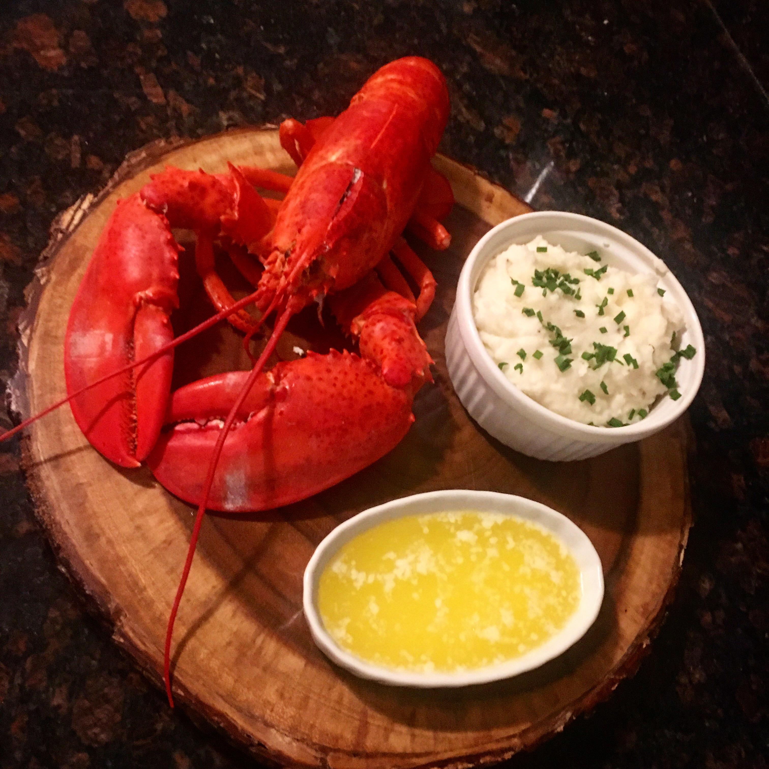 My first steamed lobster. Served with garlicparmesan mashed potatoes