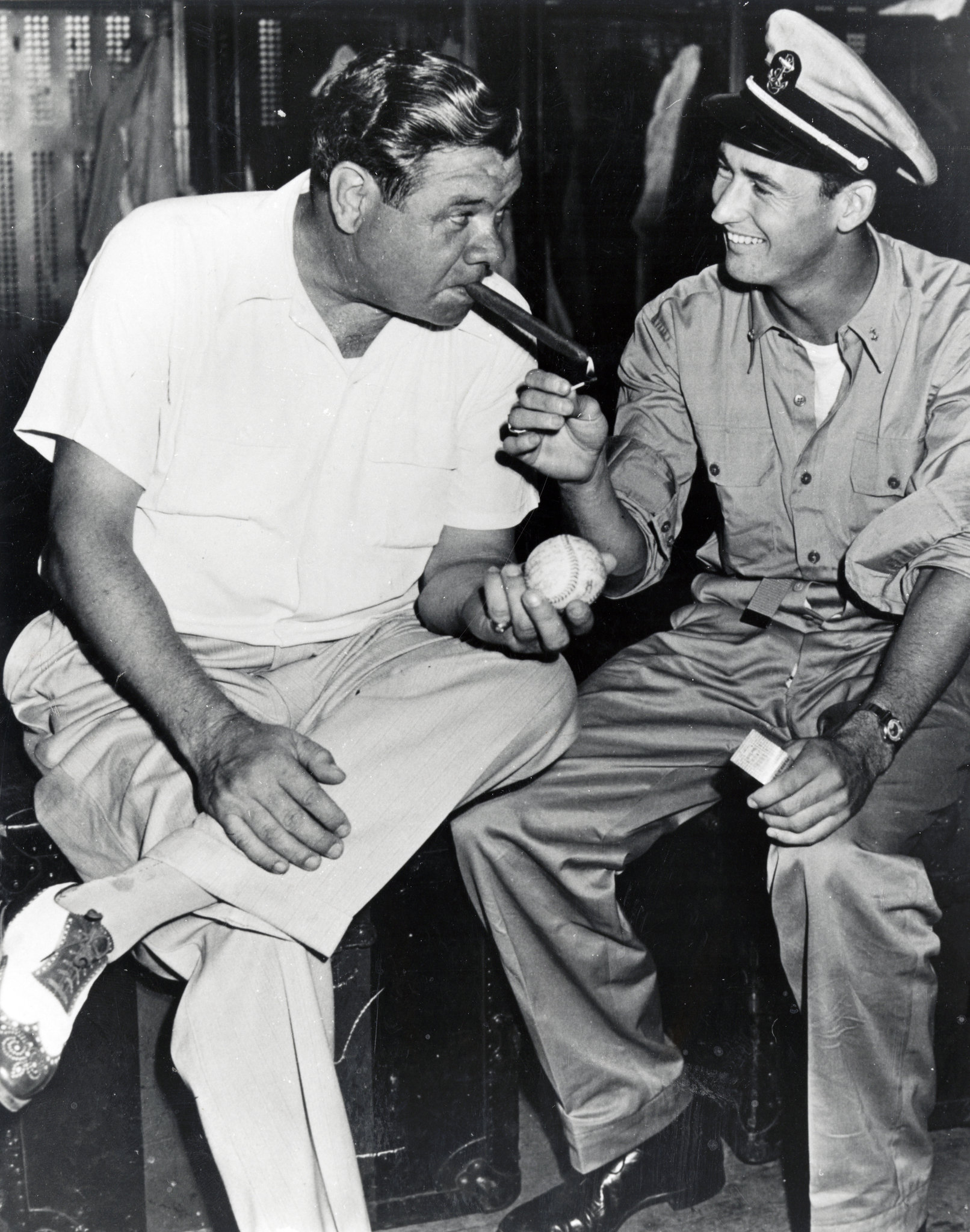 Ted Williams lit Babe Ruth’s cigar at Yankee Stadium on July 28, 1943