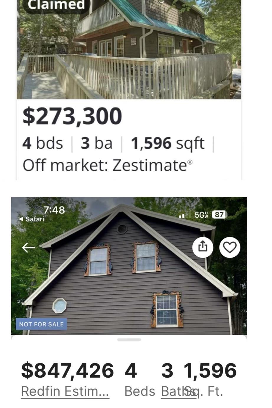 Same house. Same day. Zillow vs Redfin estimates. r/zillowgonewild