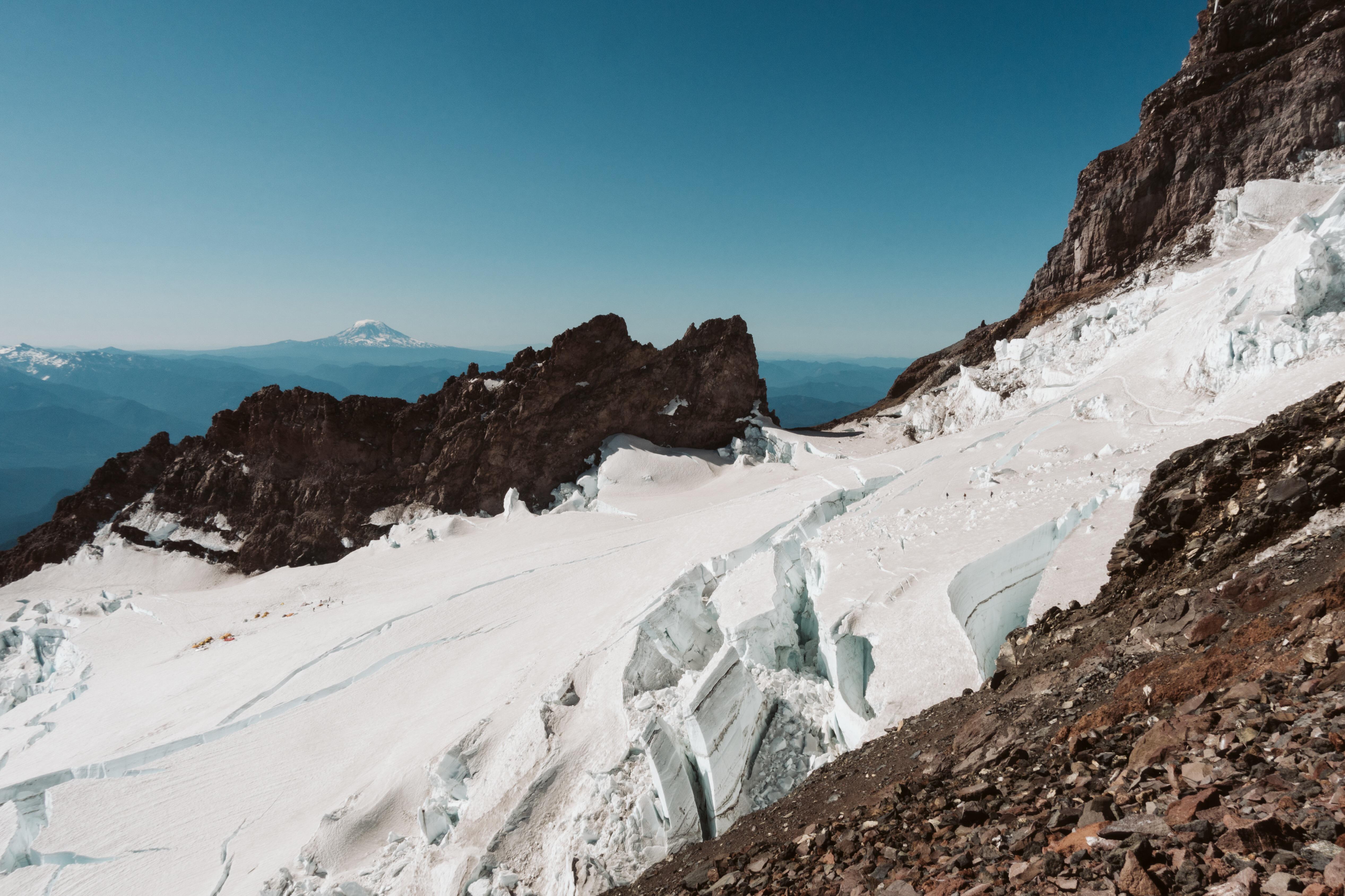 On a descent of Mt. Rainier July 2019. The tiny black dots to the right