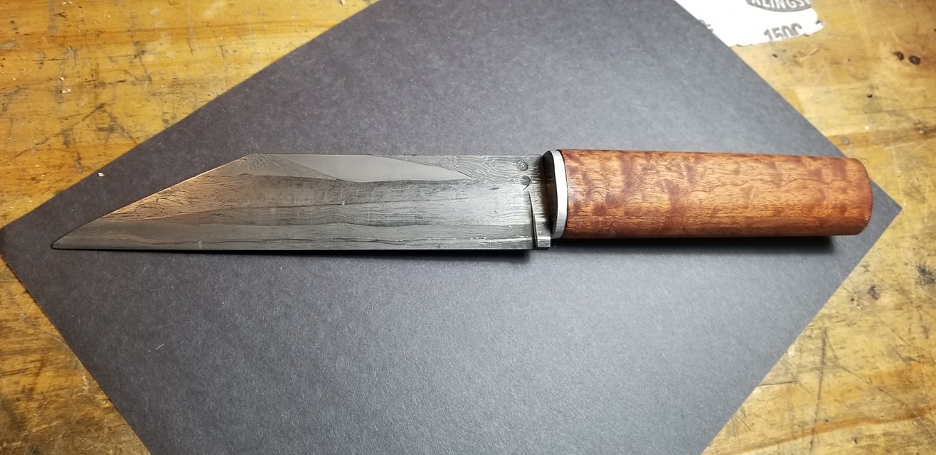 Cable Damascus, mild steel, wrought iron, and 15n20 come together to