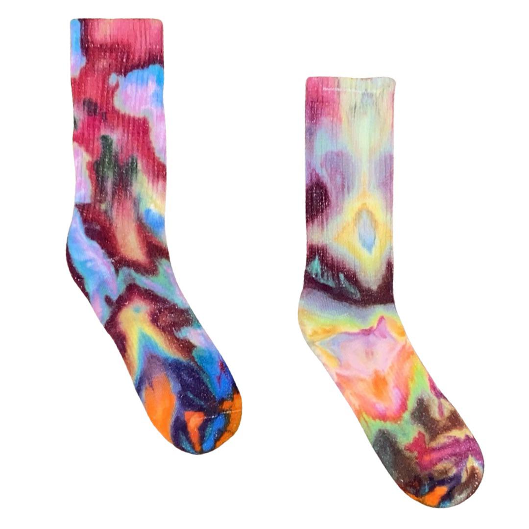 Ice Dye Socks made with all the colors of dye I had r/tiedye