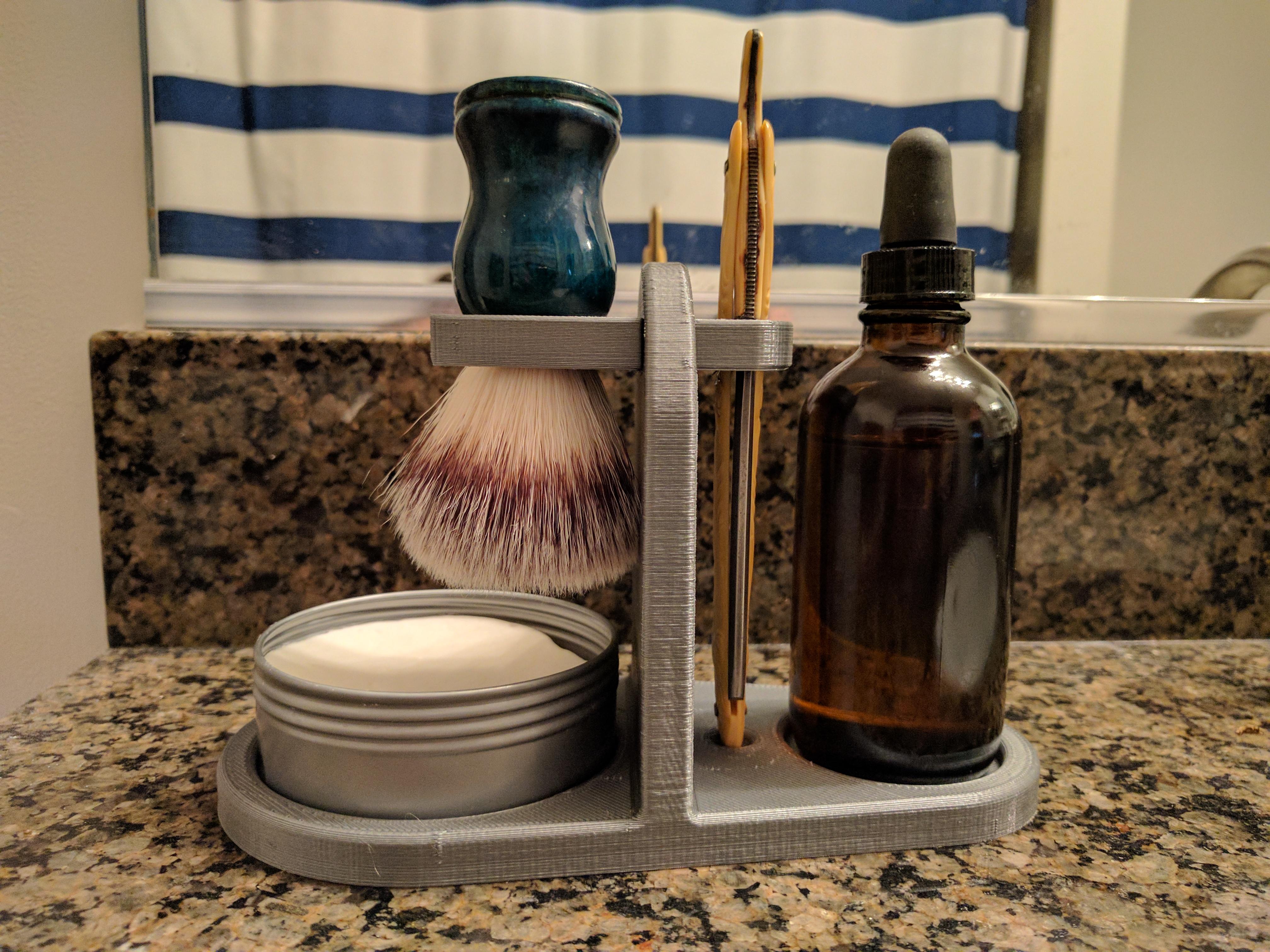 Designed and Printed a Wet Shaving Stand for Straight Razor, Brush