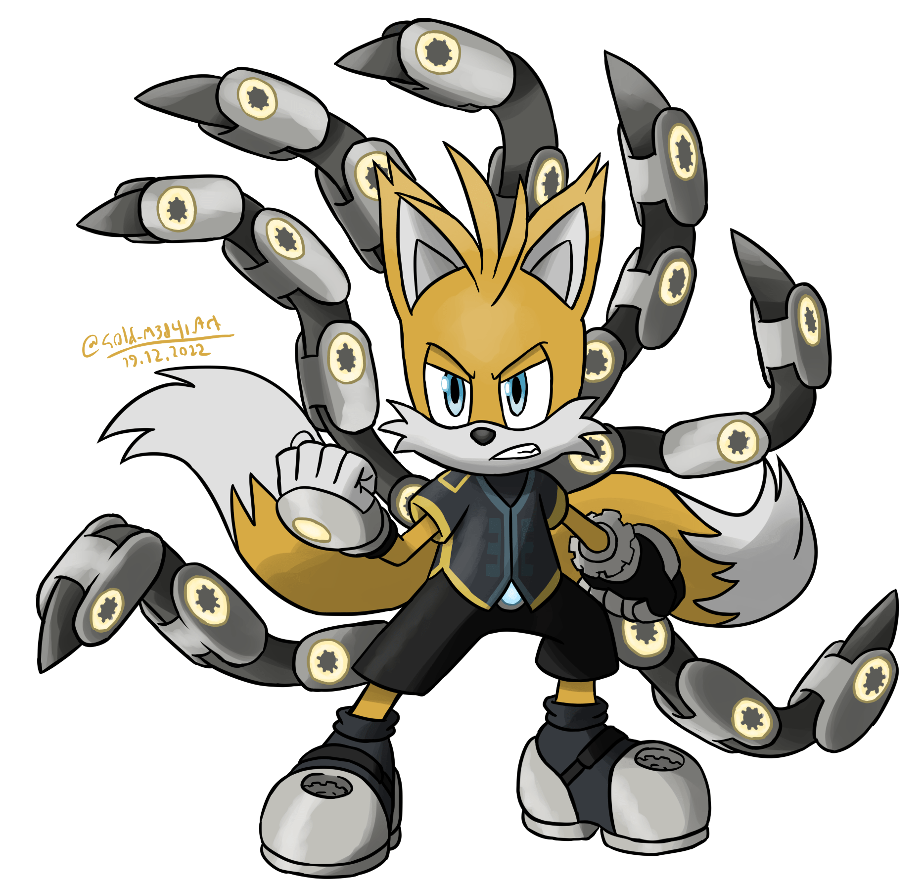 I drew Tails Nine (g0ld_m3d4l_art) r/SonicTheHedgehog