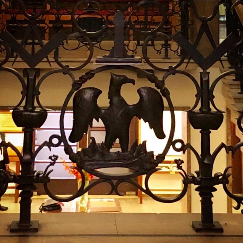 Some of the wrought iron detail at Freemasons hall, Park Lane