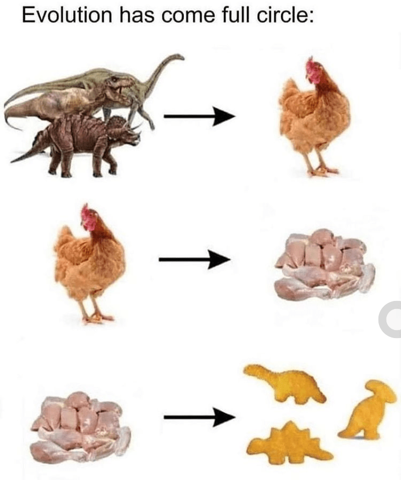 The dinos did their part now its our turn. EVOLVE TO CRAB. memes