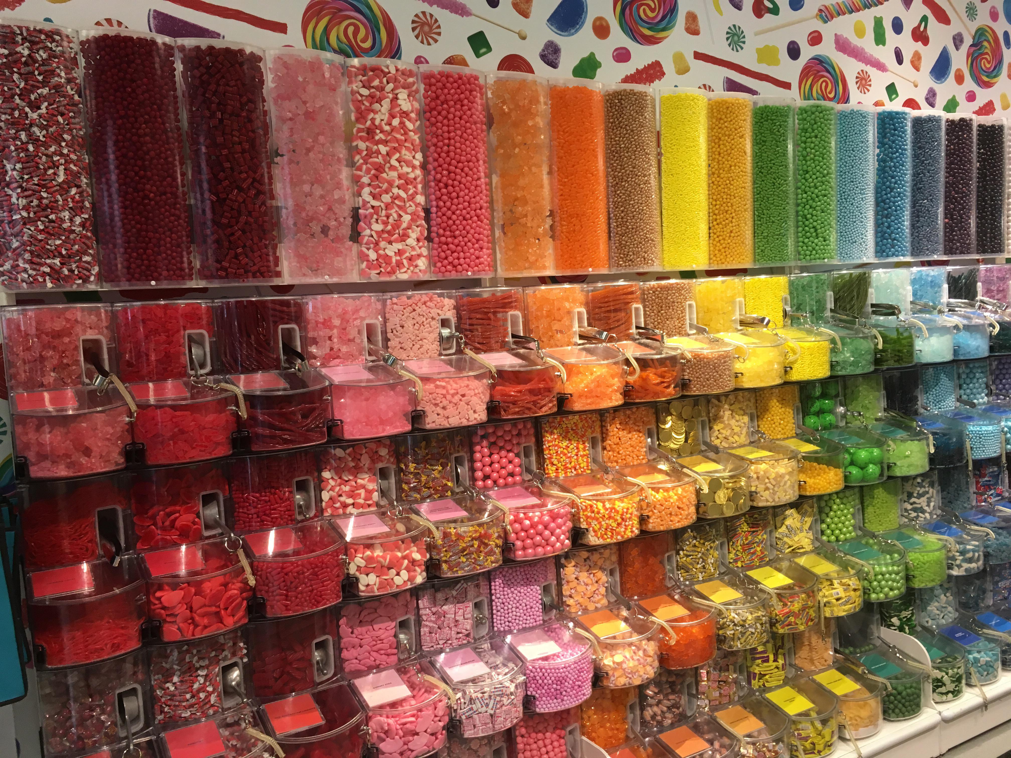Rainbow candy display at Dylan’s Candy Bar in Chicago! r