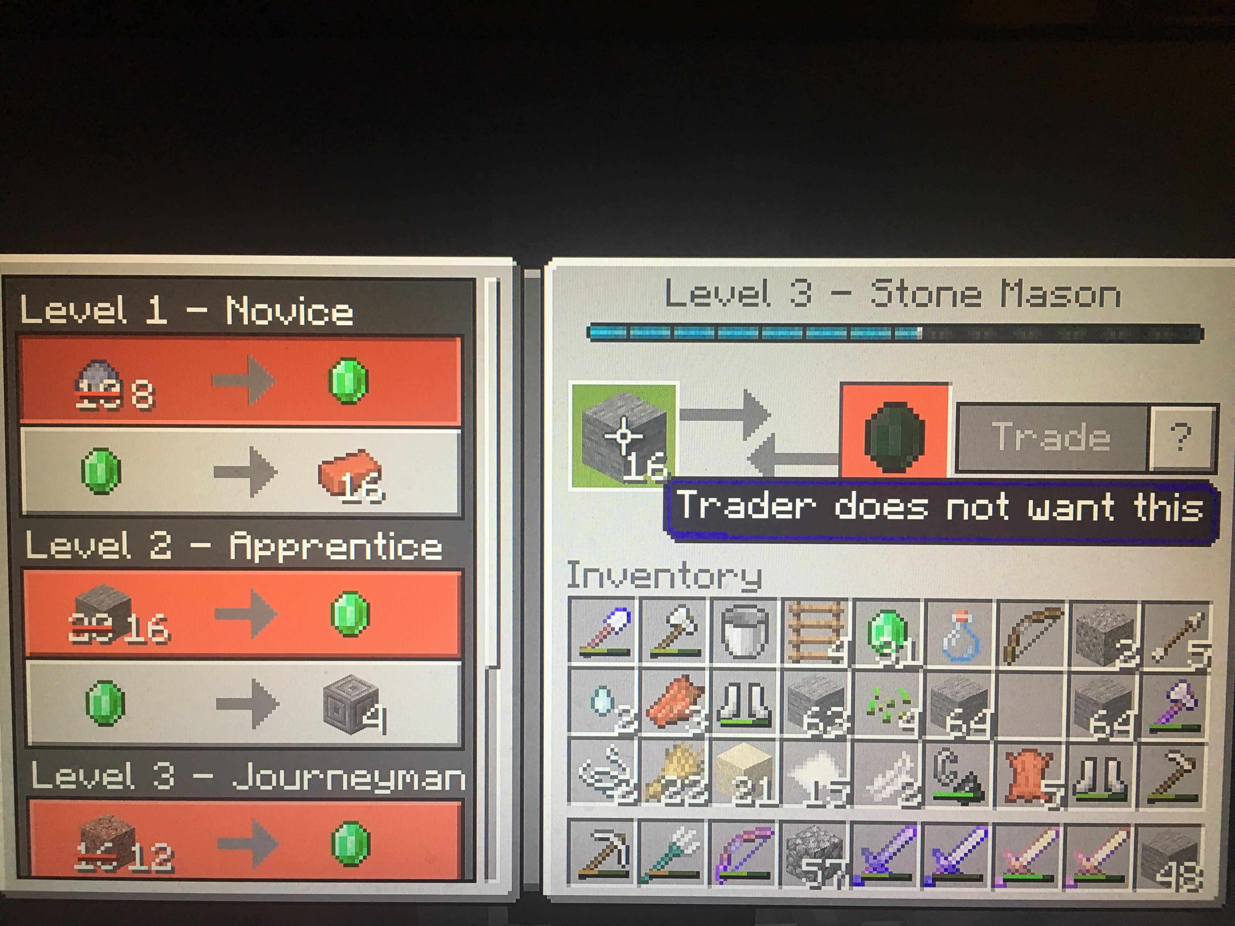 Why won’t this mason that wants stone let me trade stone with him? r