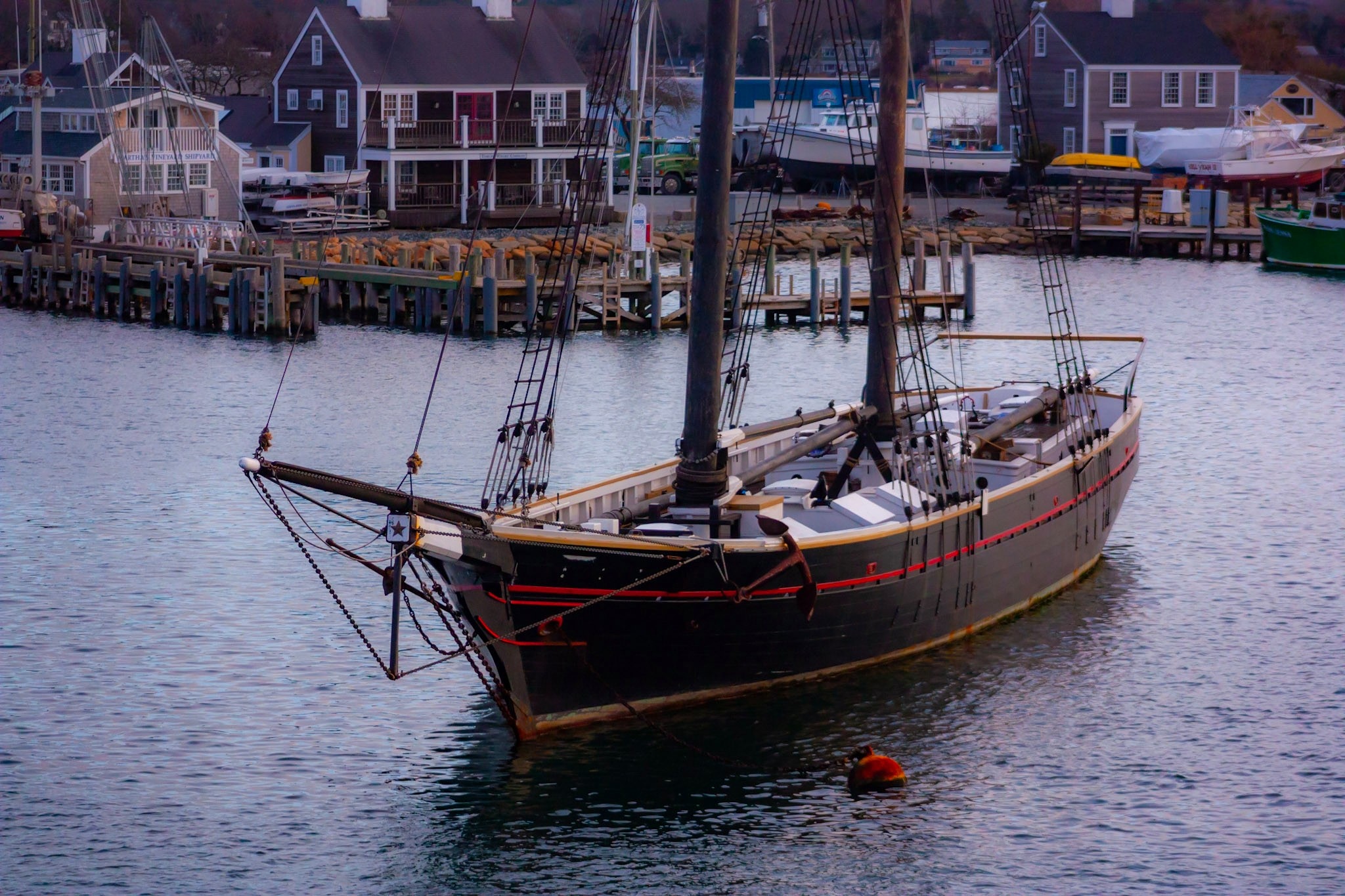 Topsail Schooner Shenandoah at Vineyard Haven Harbor. r/sailing