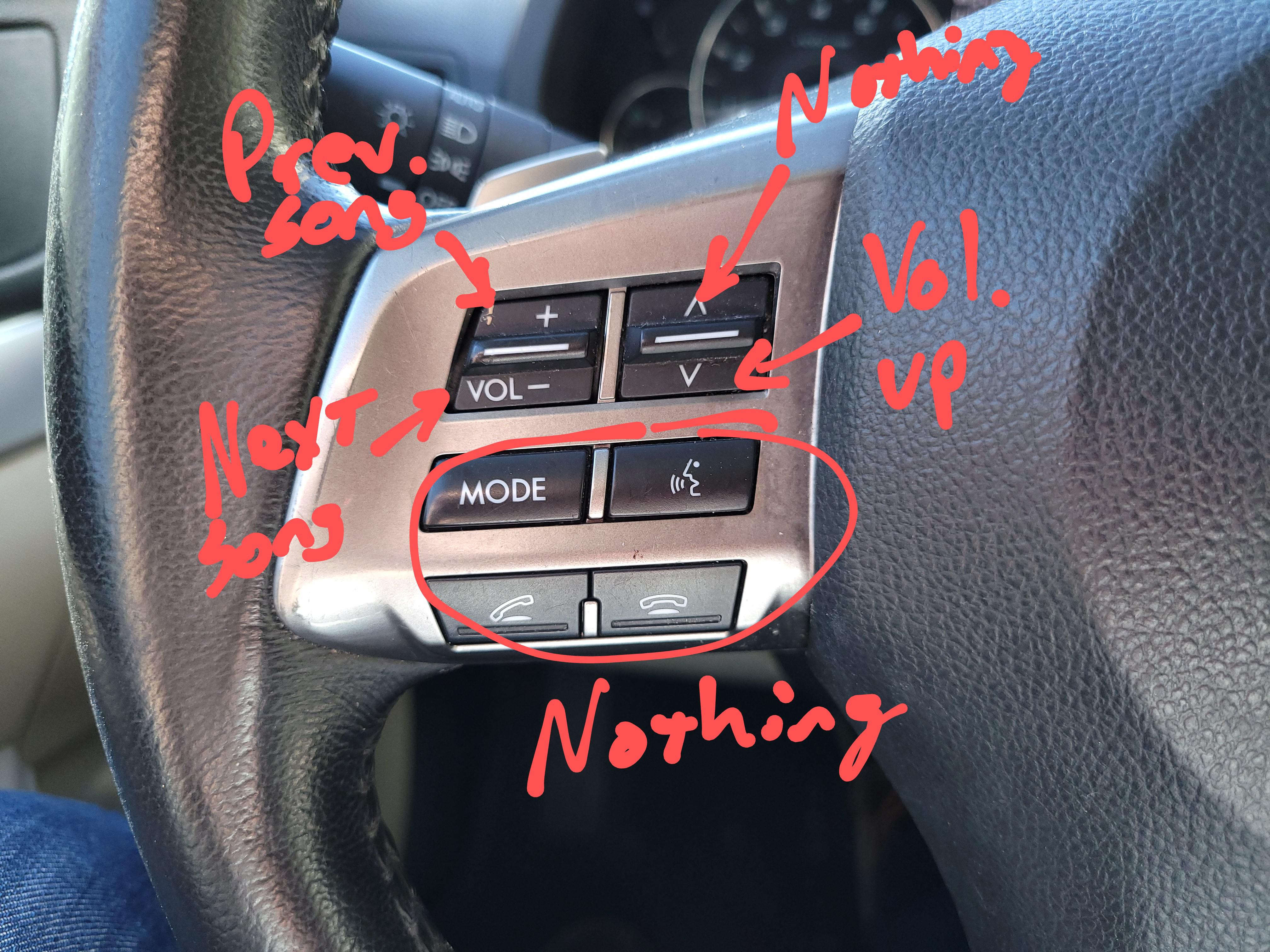 Steering Wheel Controls, 2012 Subaru Outback r/CarAV