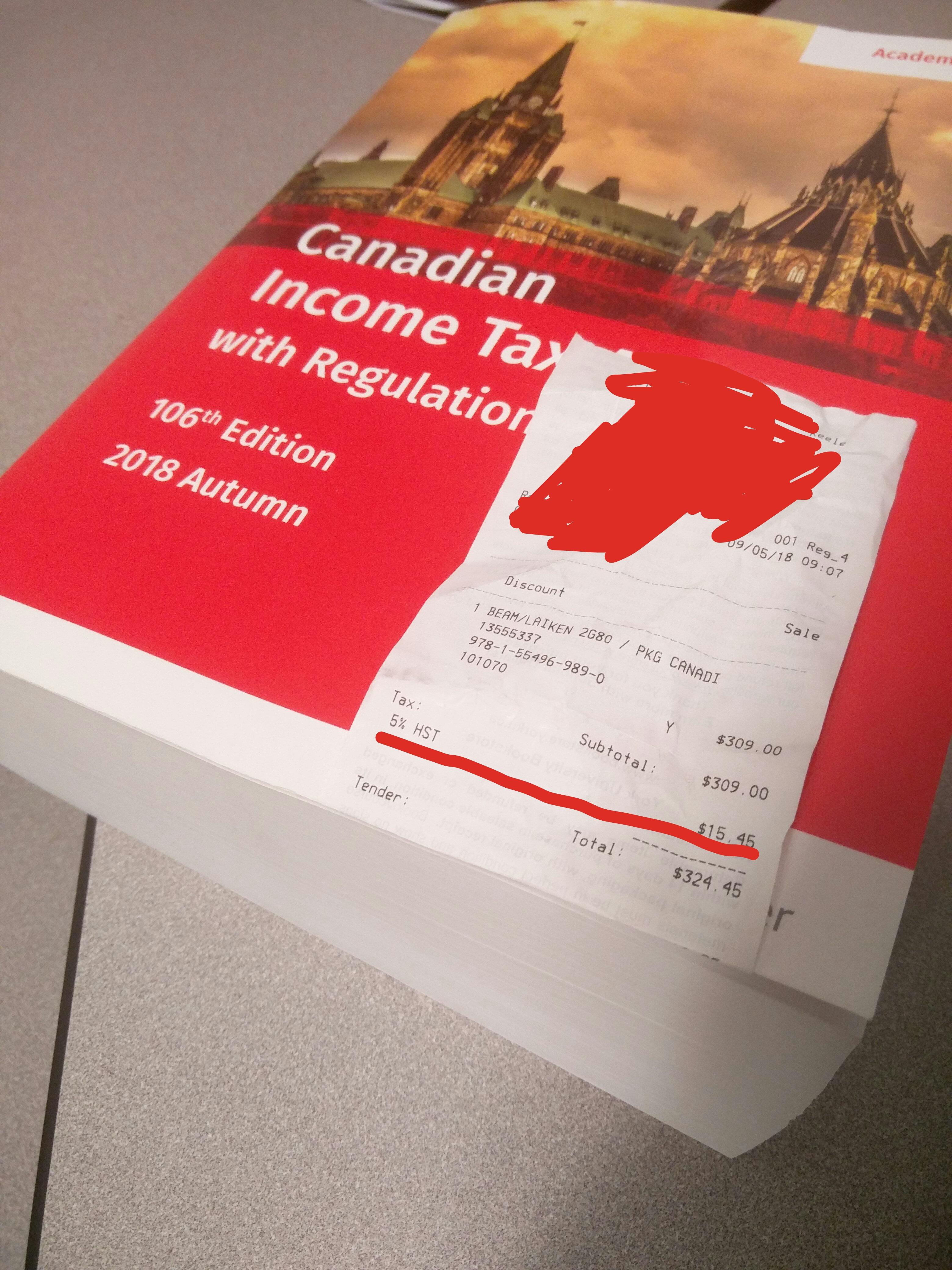 When the government charges you tax on a 300 tax book you have to buy