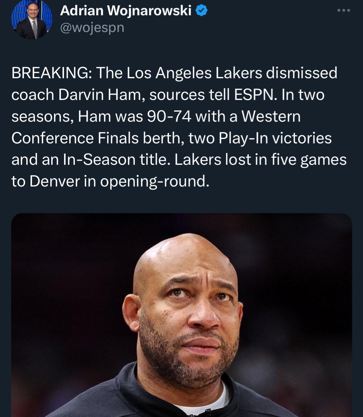 Darvin Ham is out r/NBATalk