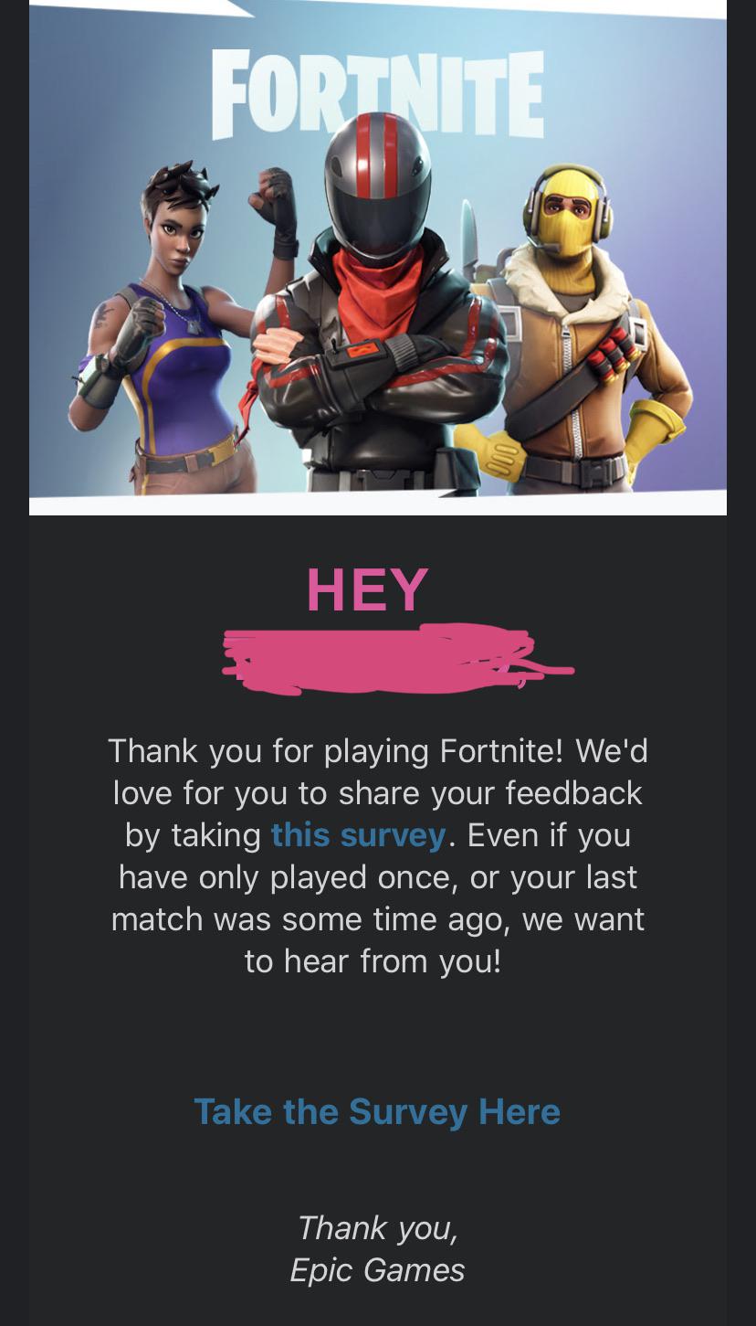 EPIC GAMES has emailed us a new survey and it relates to questions many
