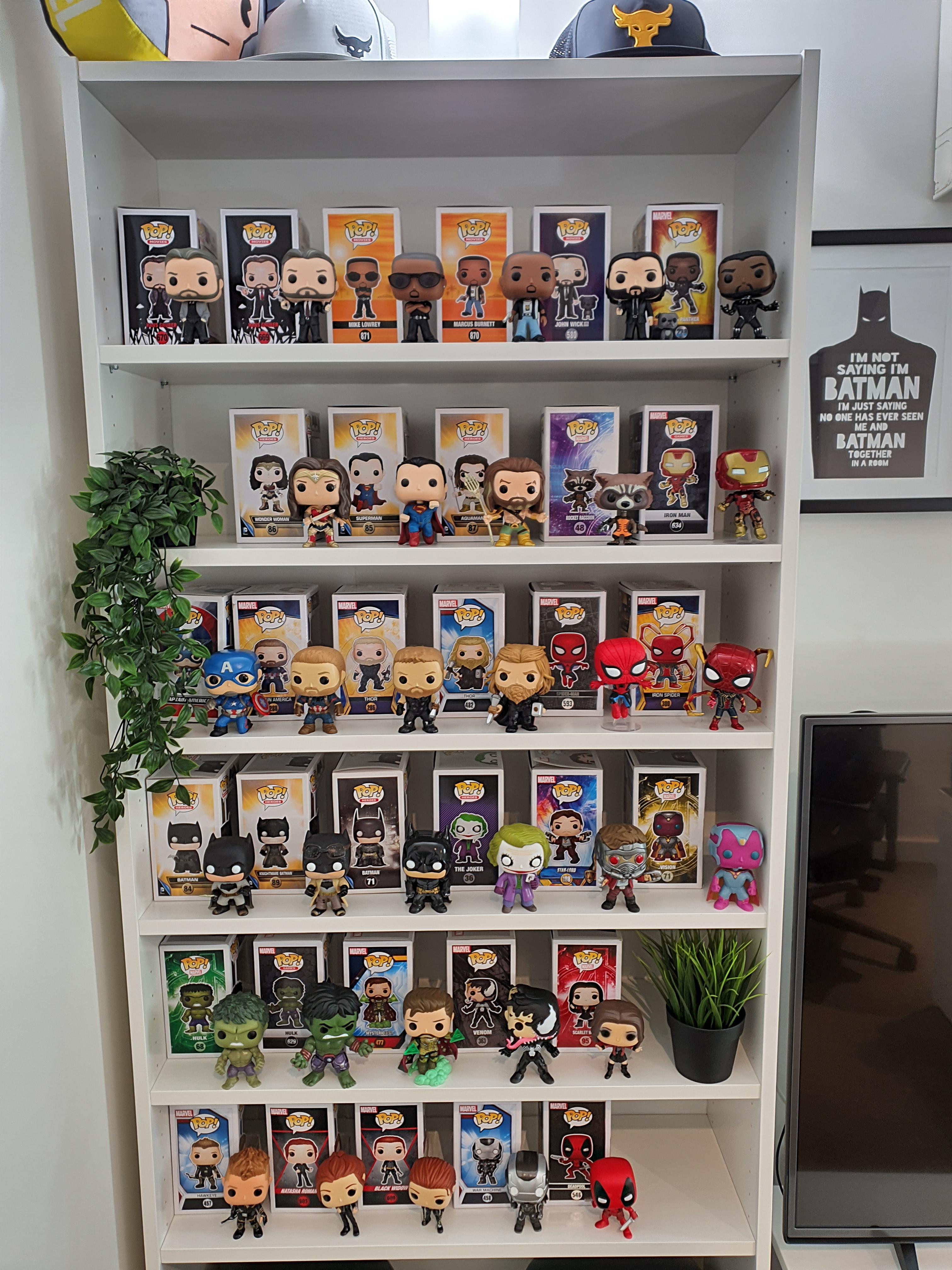 Today was the day I went from cube shelf to bookcase. 9 pops in the