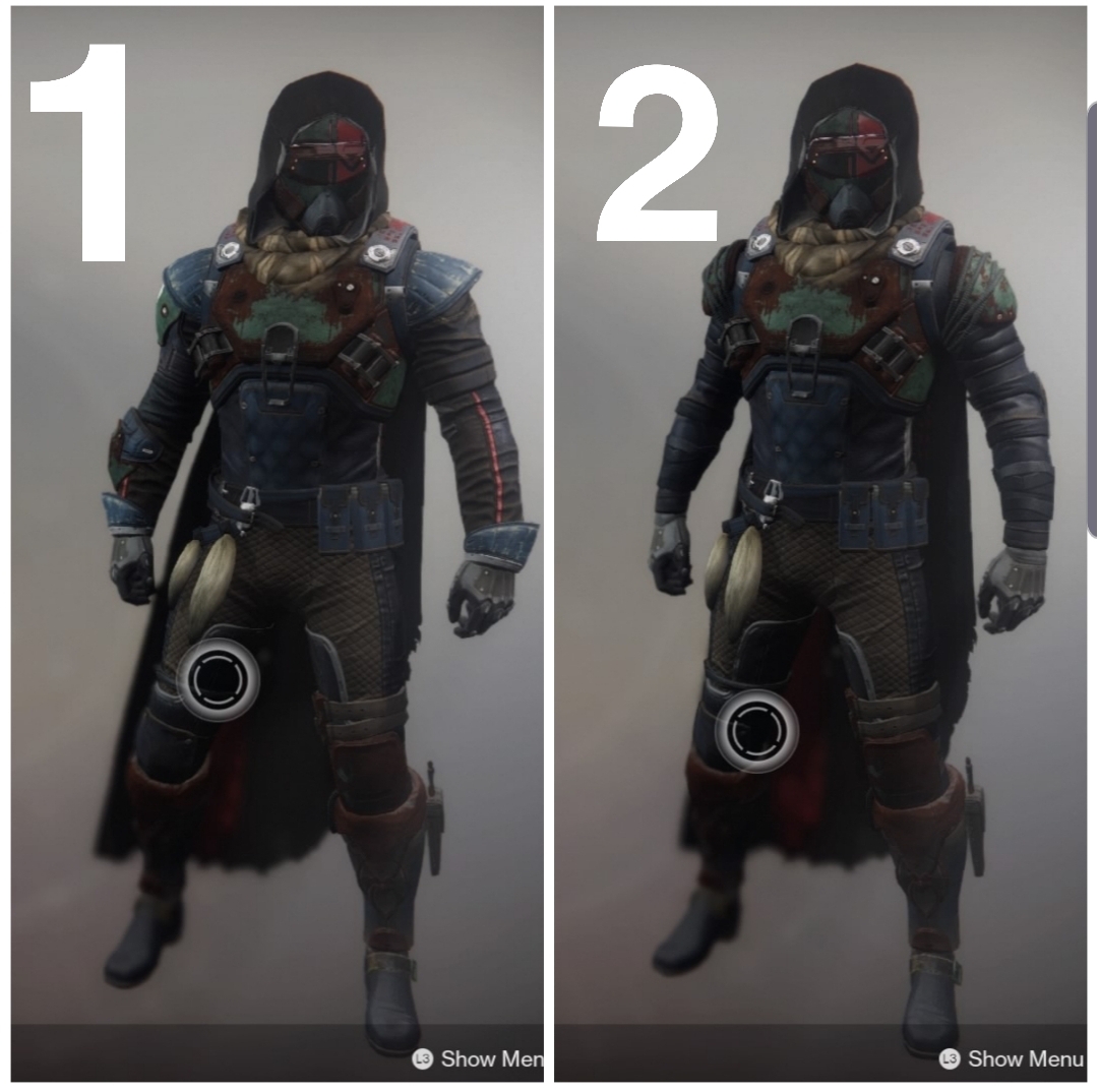 Trying to put together a new outfit, which arms do you guys think look better? (1 Vanguard Dare