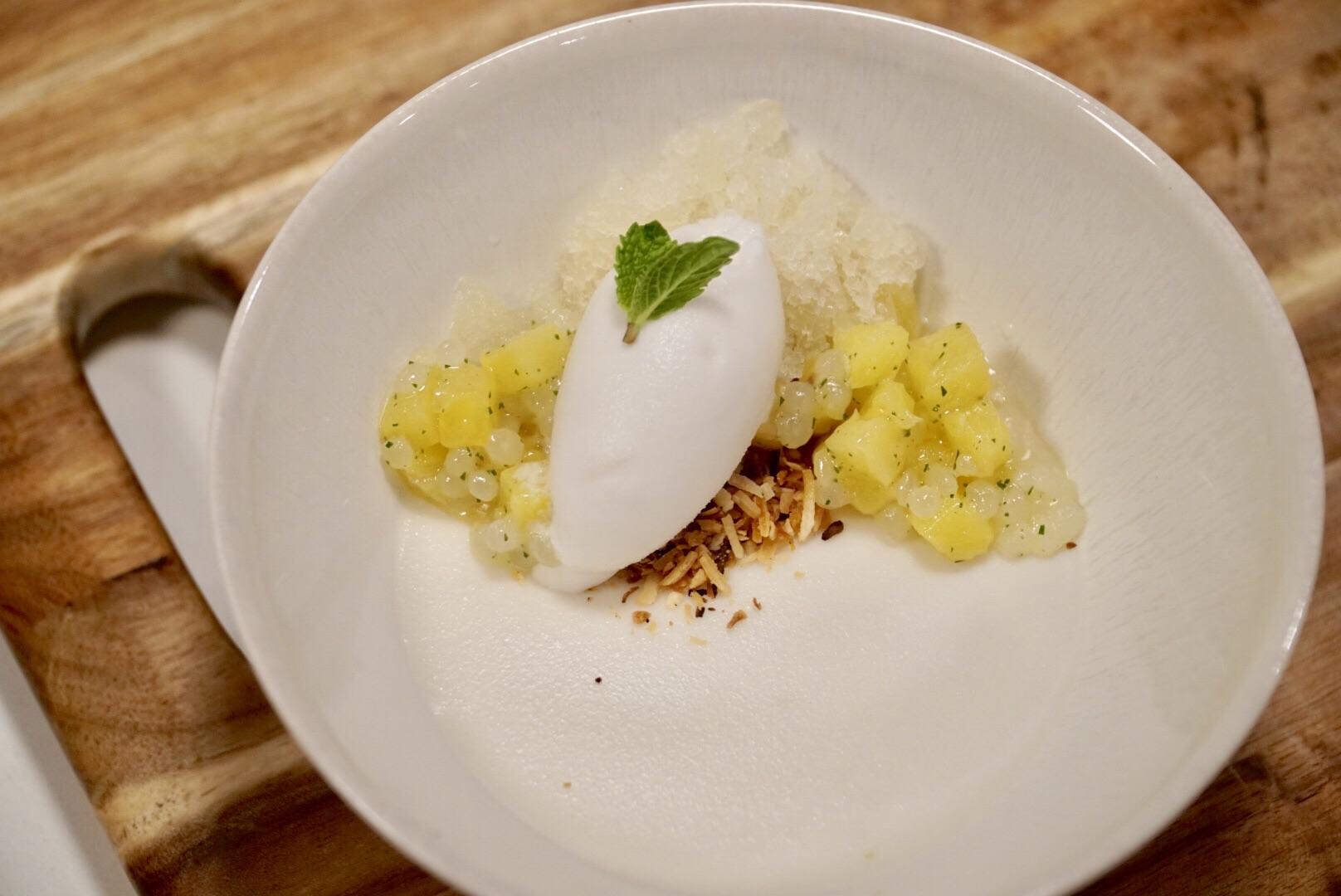 A take on a Vietnamese classic. Coconut water + Coconut Creme geleé