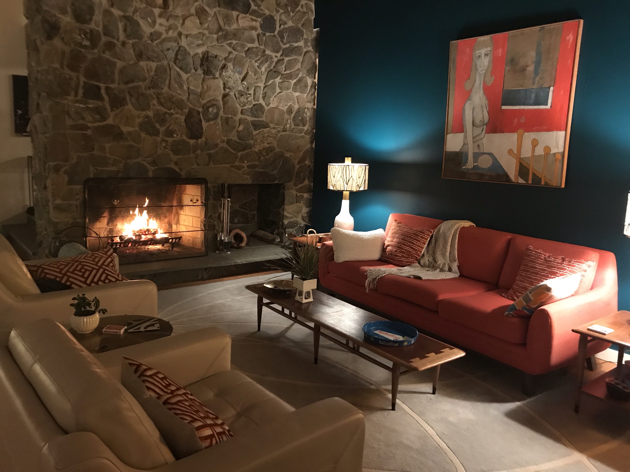 Our living room in Richmond, VA Cozy & midcentury modern inspired