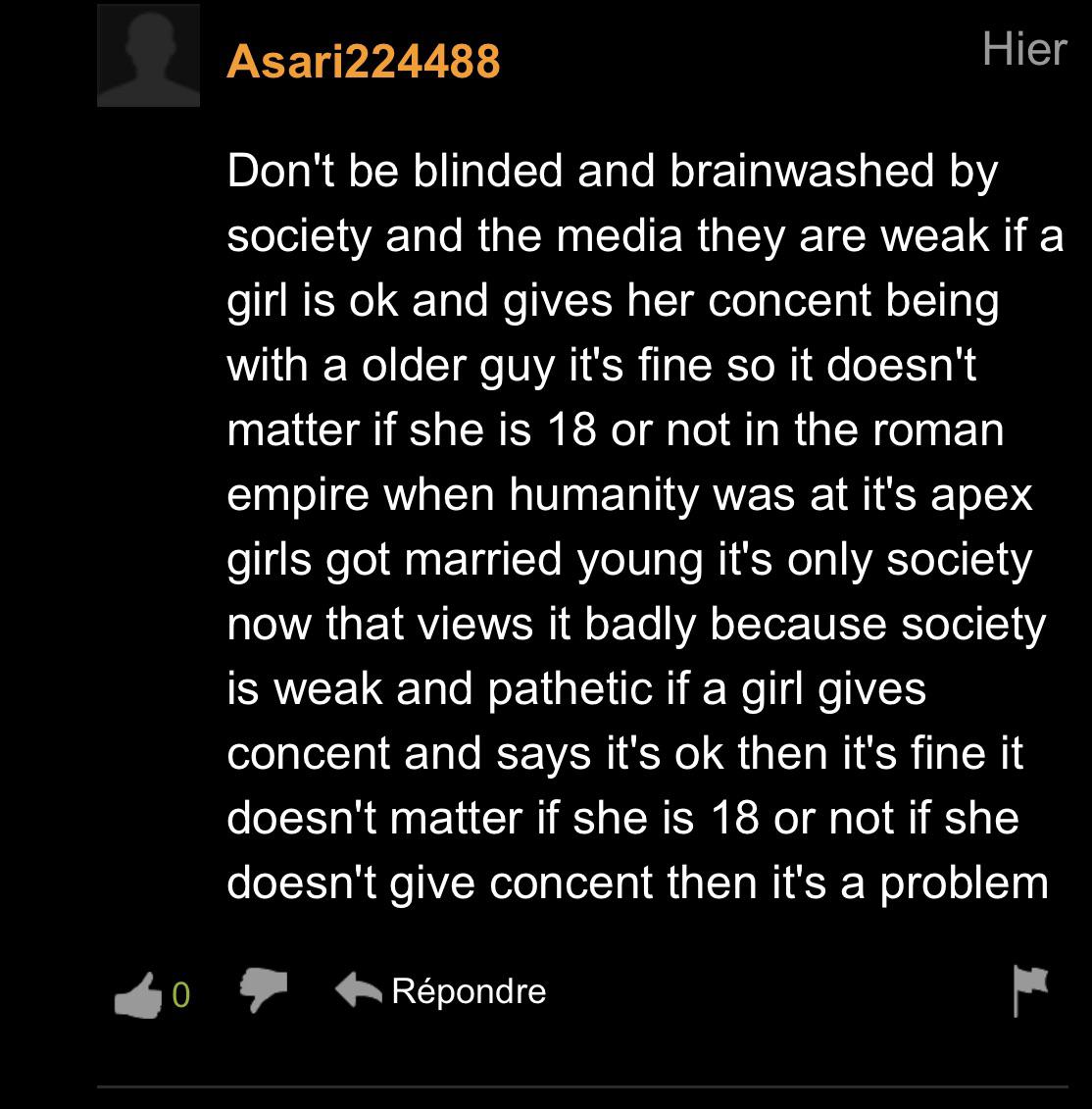 Ah yes ! Age of consent, what a disgrace… Miss the Roman Empire, was dope r/NotHowGirlsWork