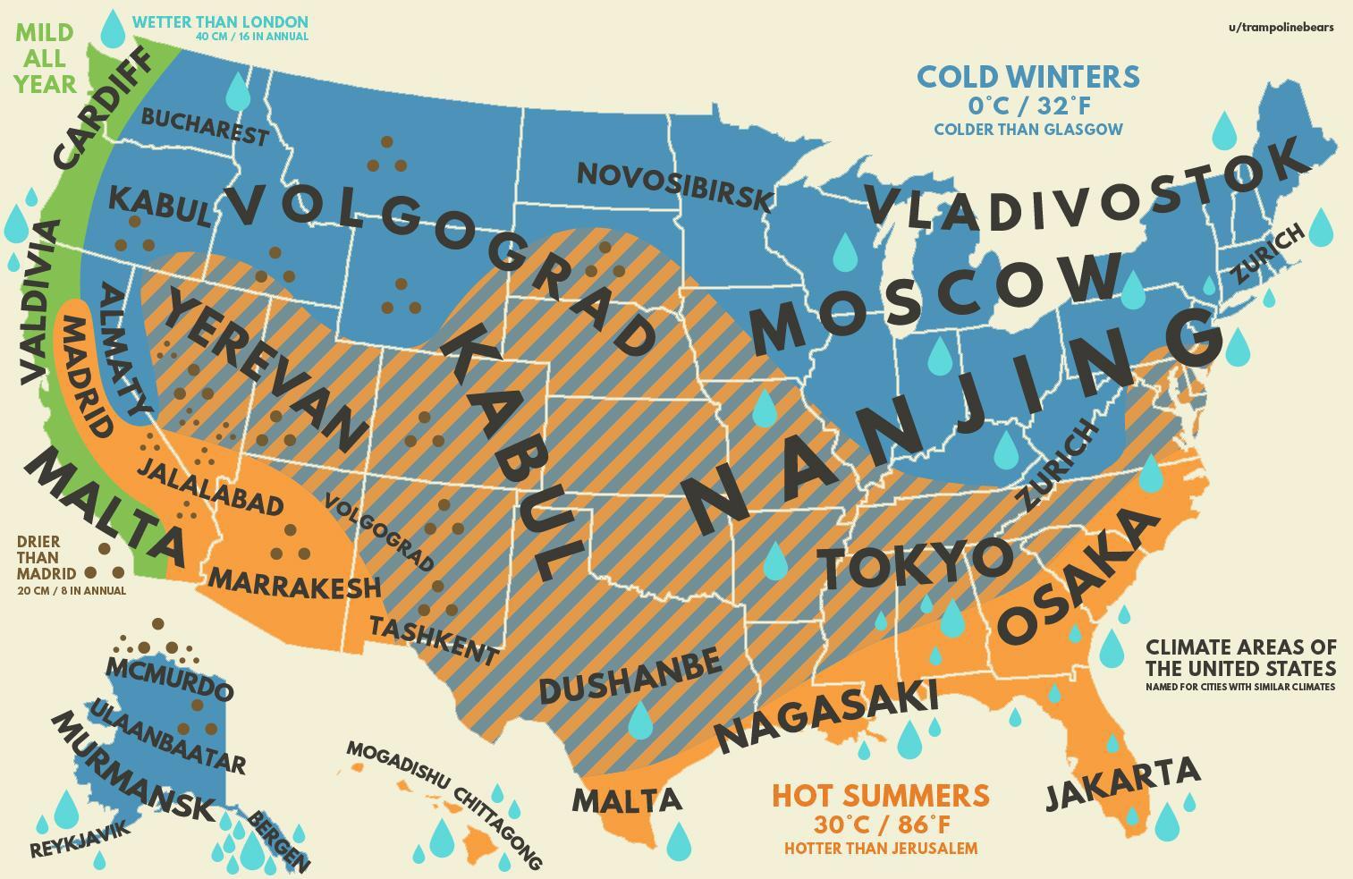 U.S. climate map with other equivalent cities climates r/MapPorn