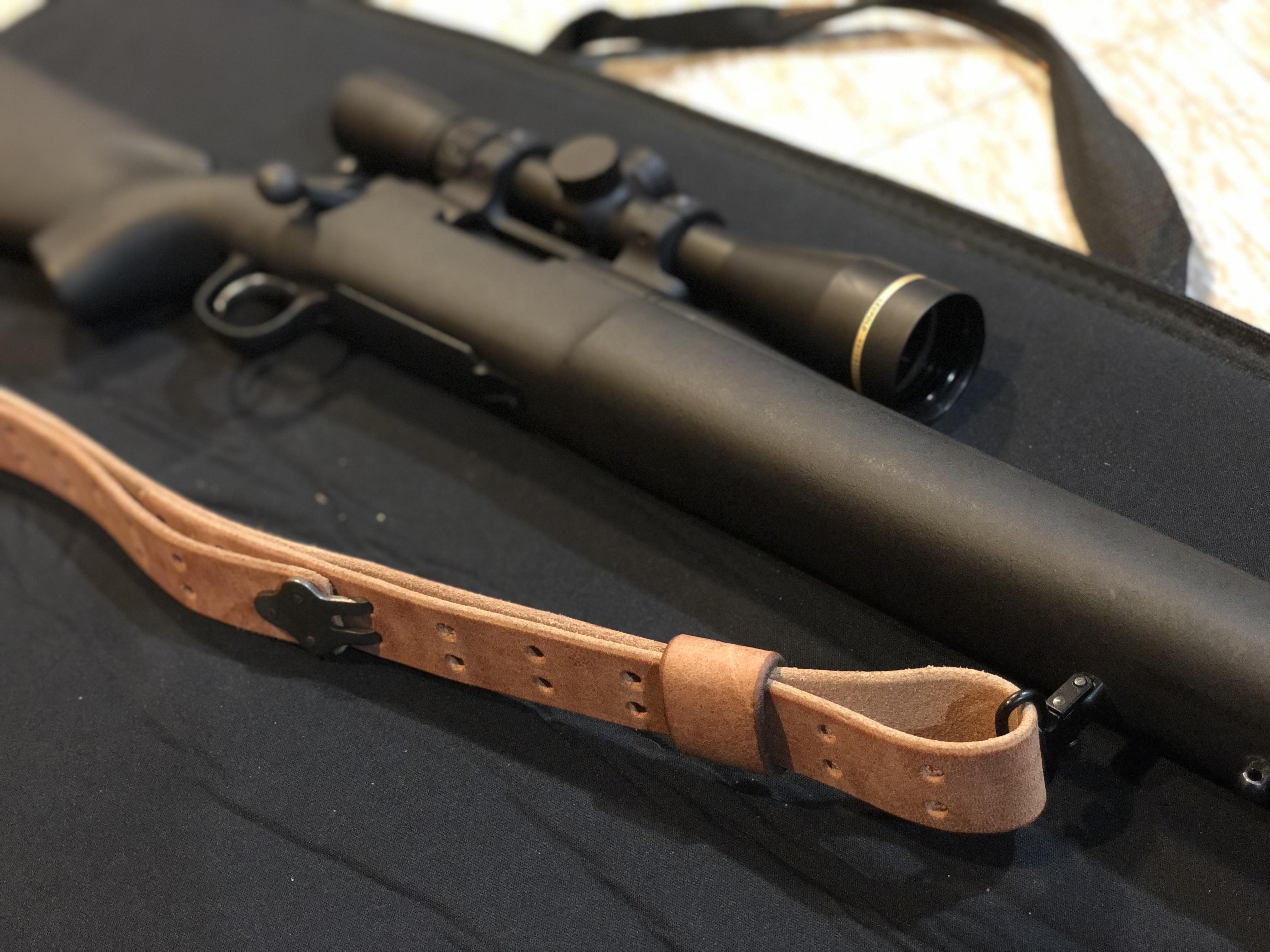 Made a traditional M1907 military issue rifle sling for my Remington