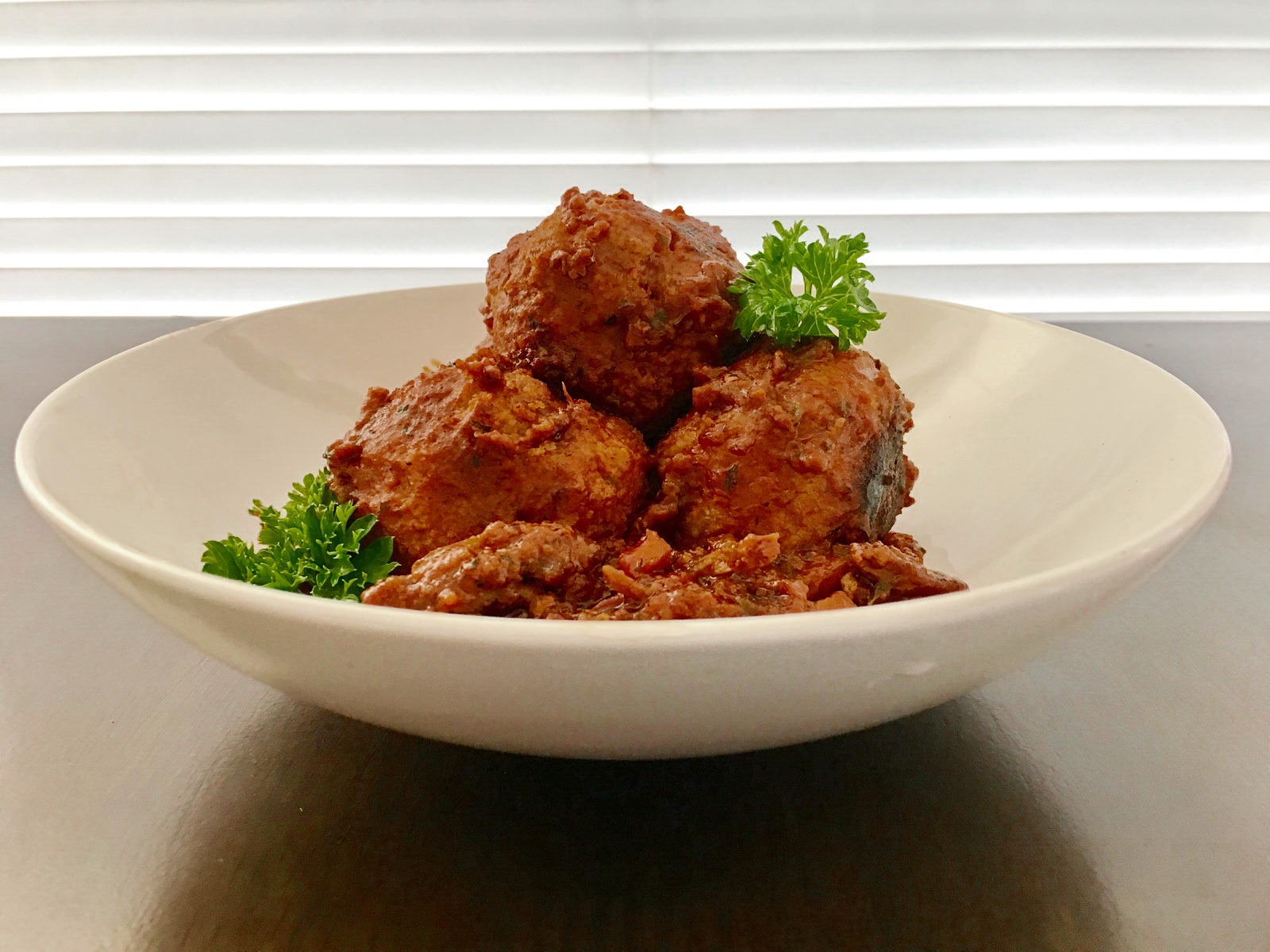 My version of DST meatballs. Include carrot, mushrooms, and corn flour to connect them to in