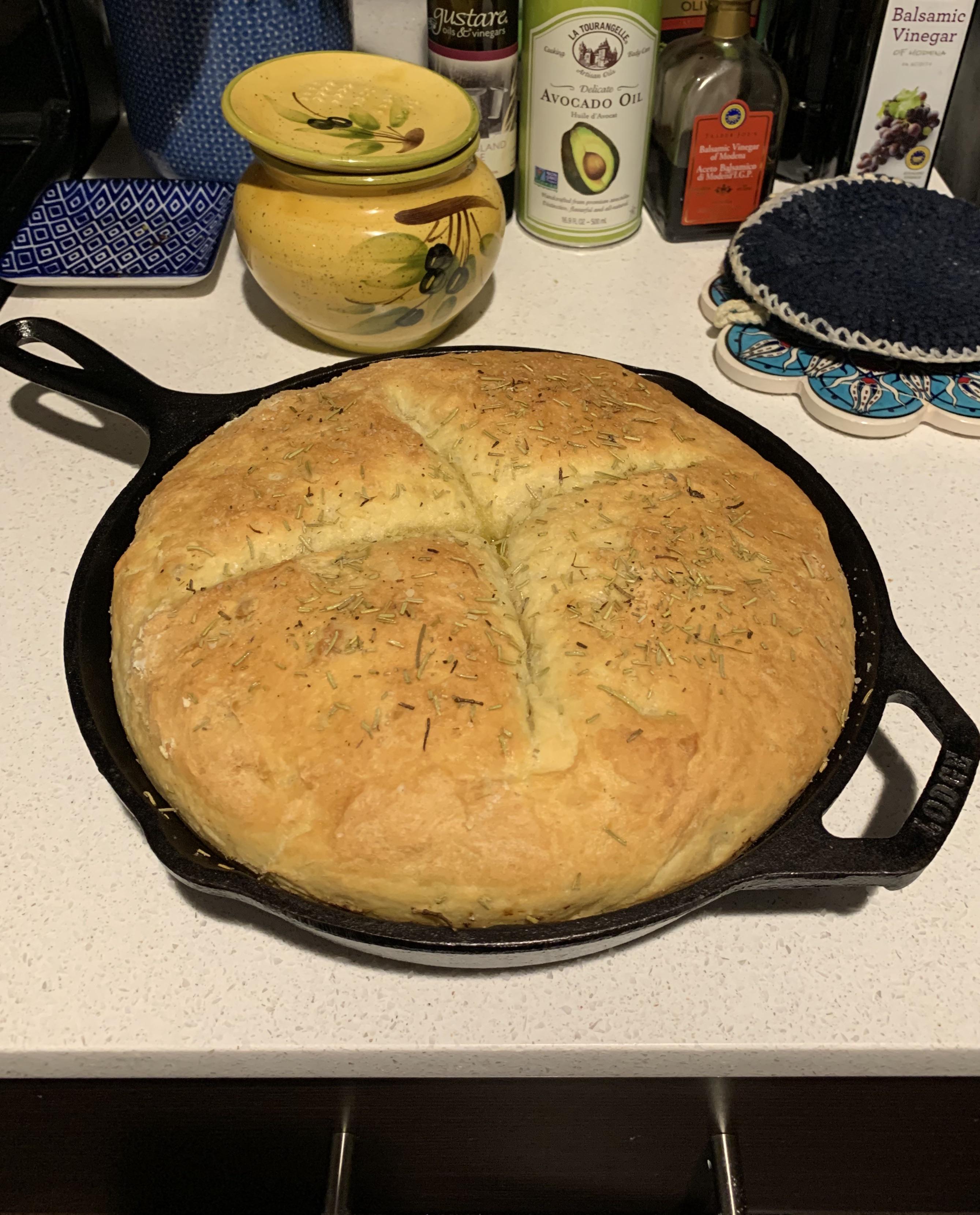 Rosemary bread made in a cast iron skillet! r/Breadit