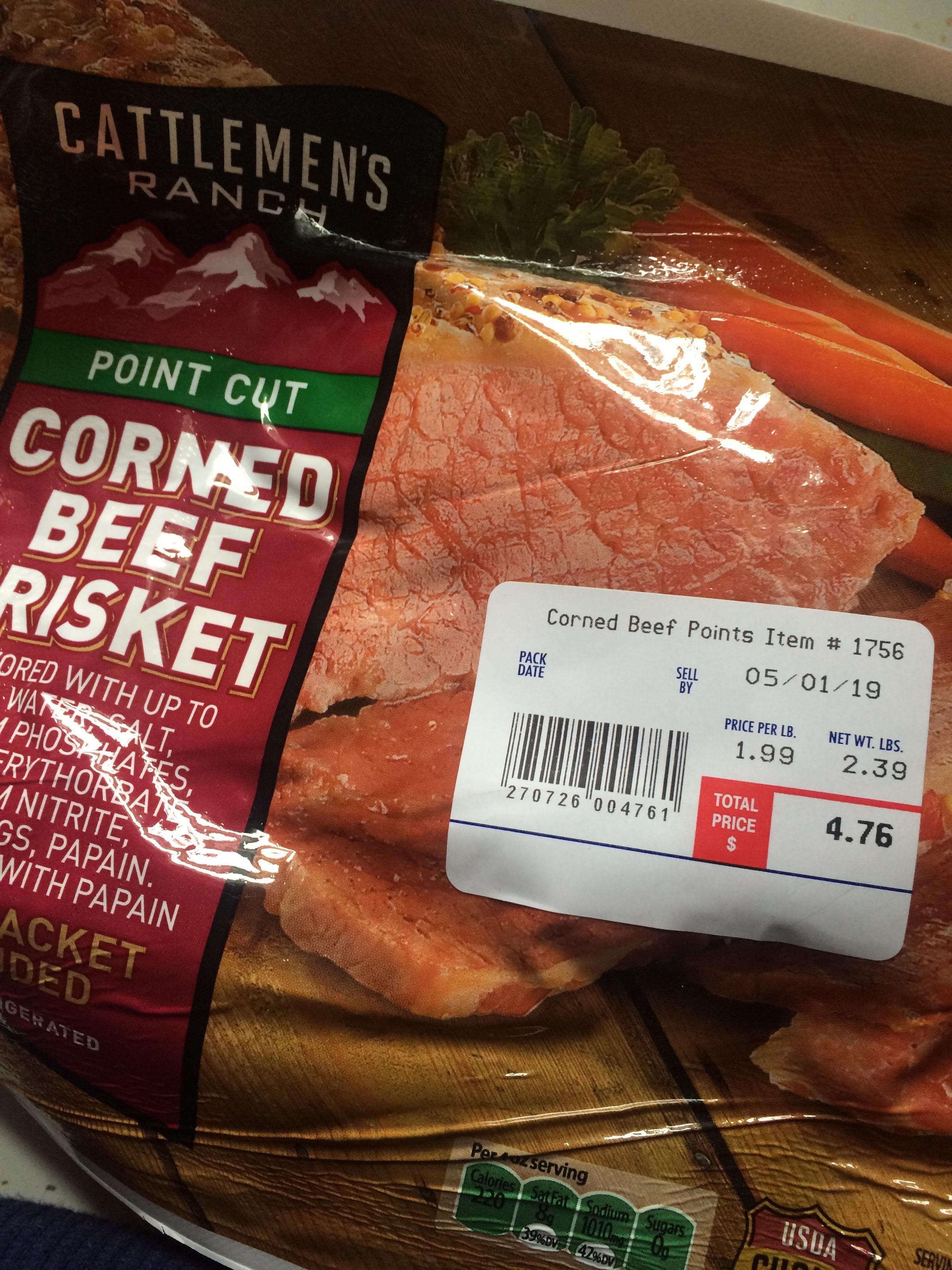 2.39 pounds of brisket for 1.99/lb. glad I stopped in for dish soap