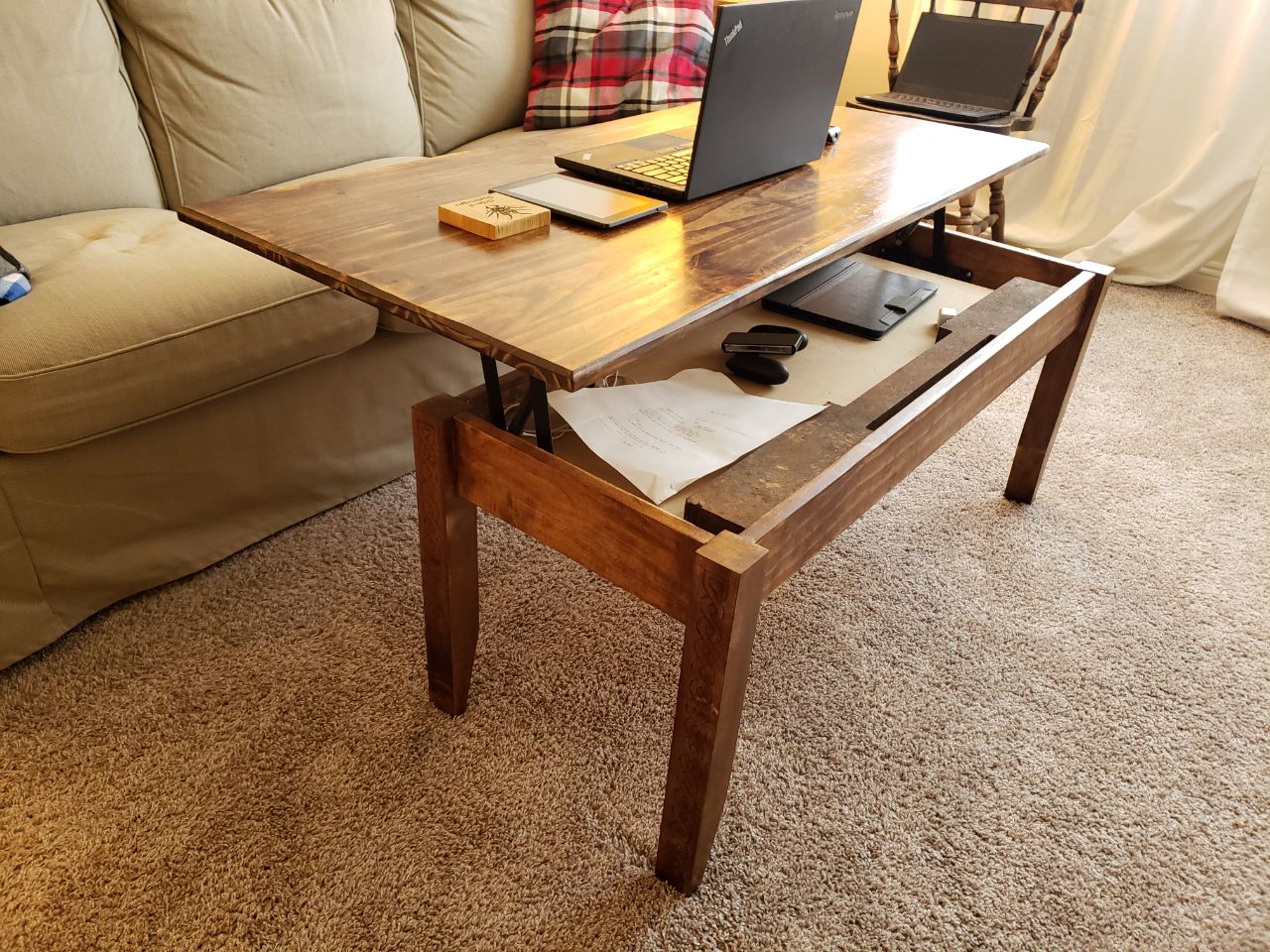 I heard we're all posting our lift top coffee tables? Here's one I made